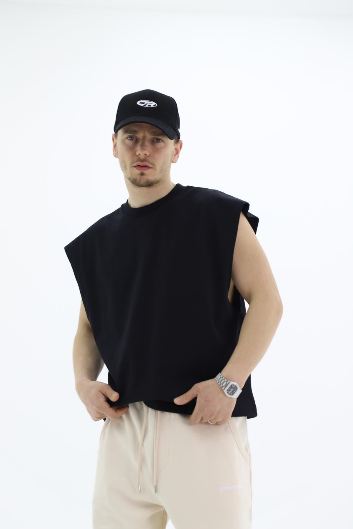Kolsuz Siyah Oversize Tshirt