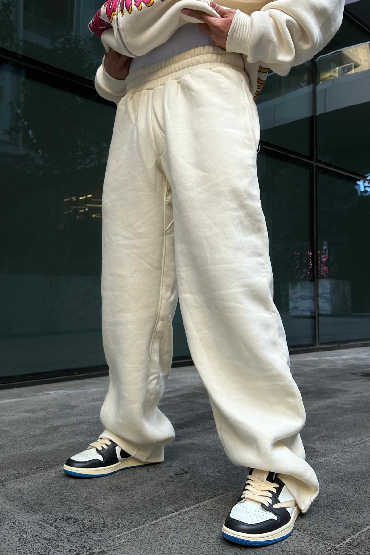 Krem Basic Boru Paça Eşofman ESF481