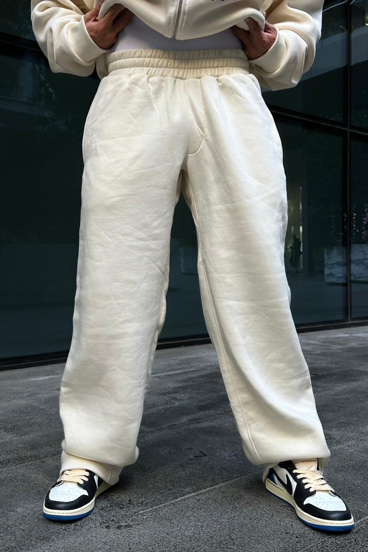 Krem Basic Boru Paça Eşofman ESF481