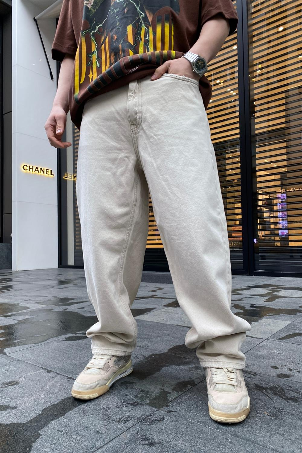 Krem Basic Jean Pantolon P662
