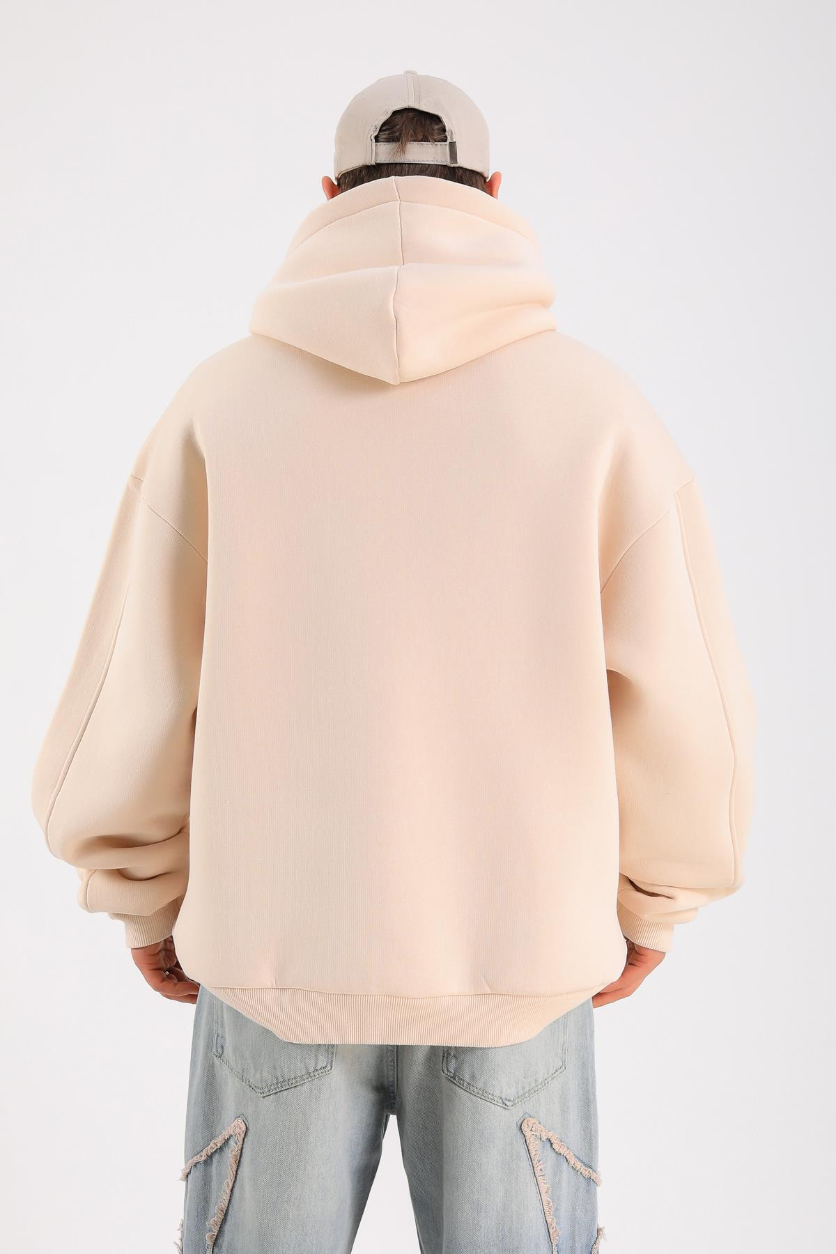 Krem Basic Oversize Hoodie SW1317