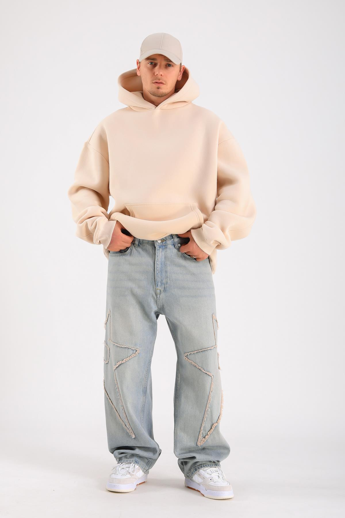Krem Basic Oversize Hoodie SW1317