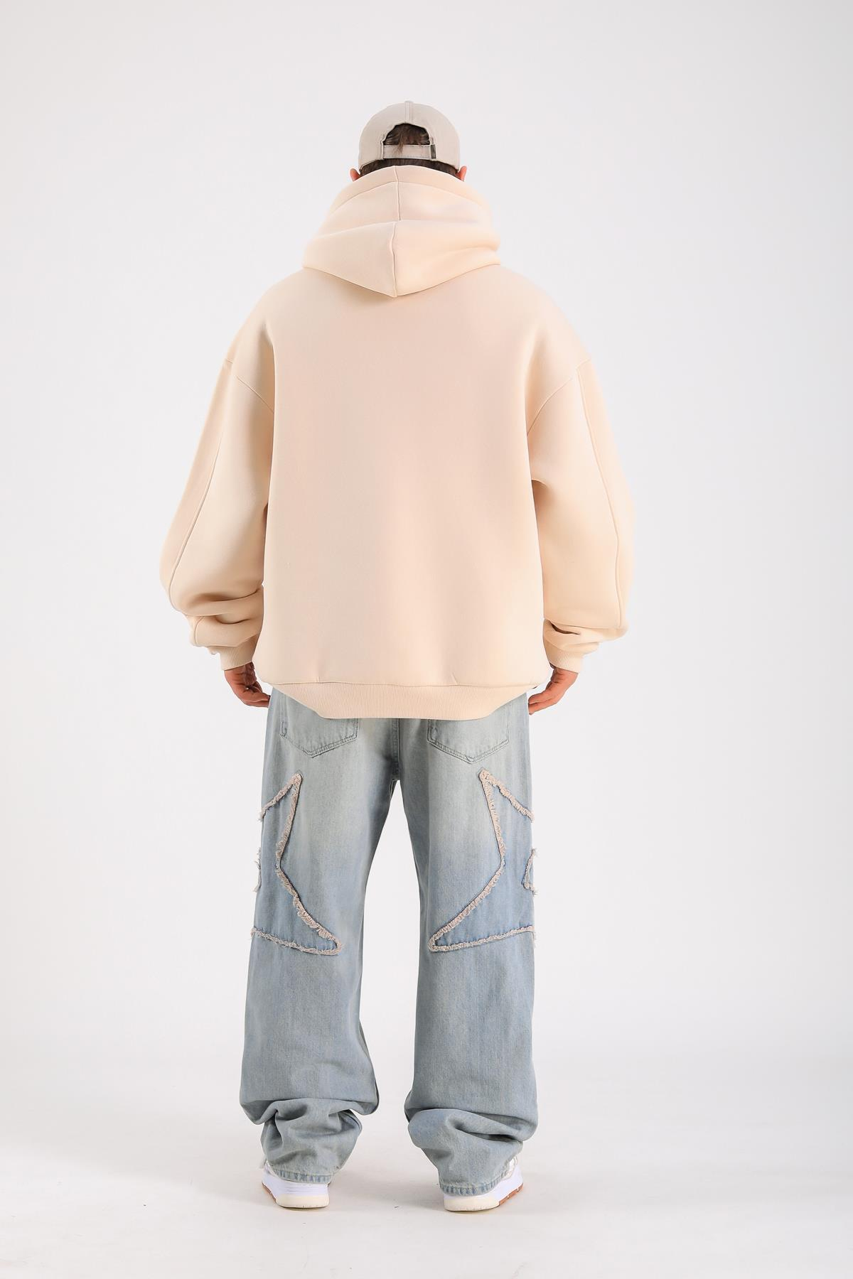 Krem Basic Oversize Hoodie SW1317