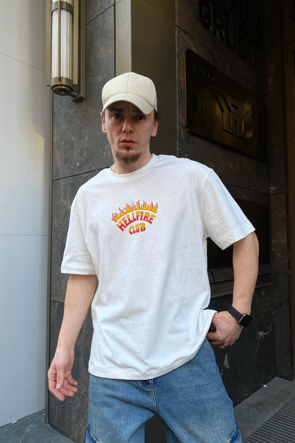 Krem Baskılı Oversize Tshirt T520
