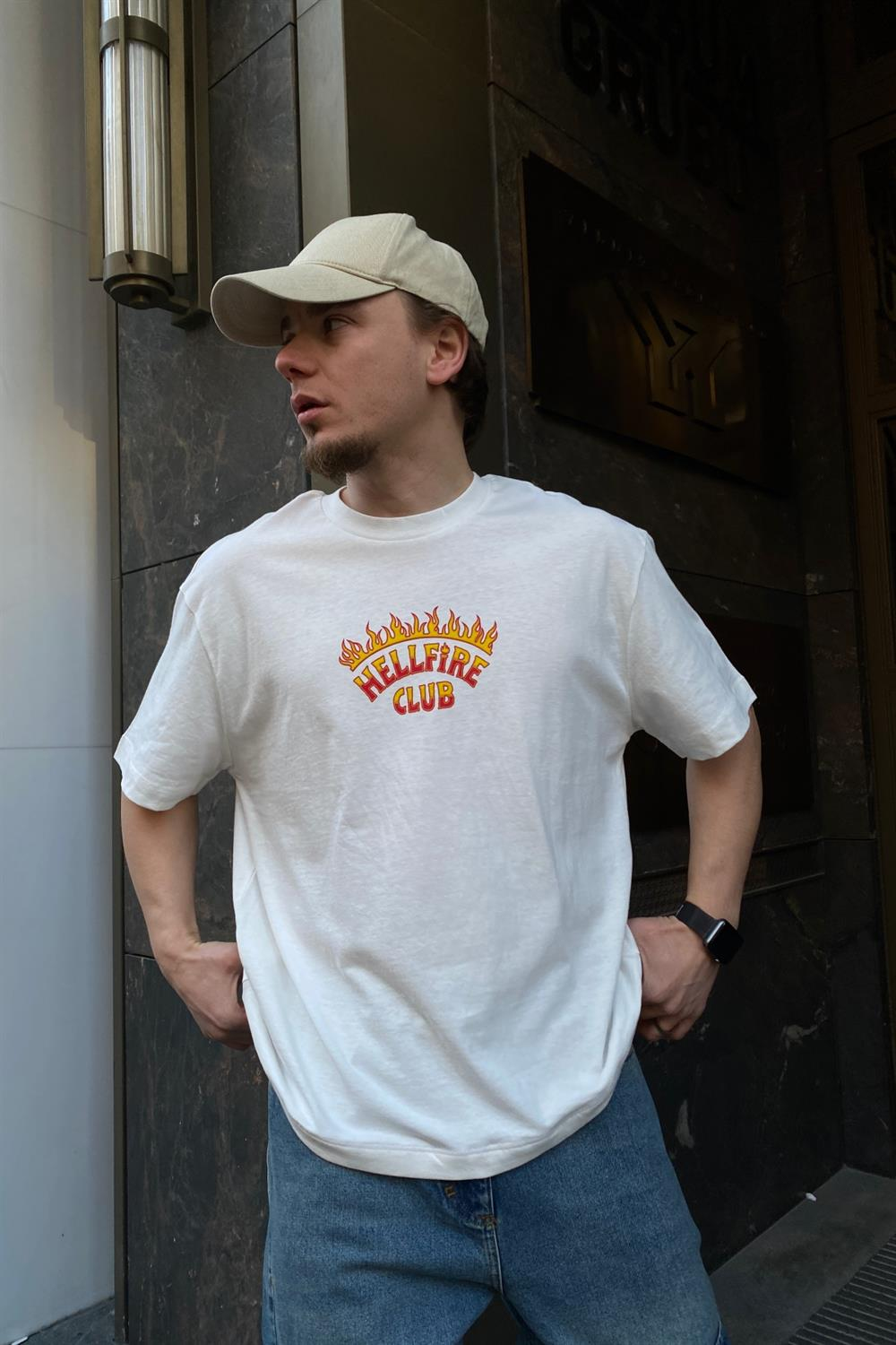 Krem Baskılı Oversize Tshirt T520