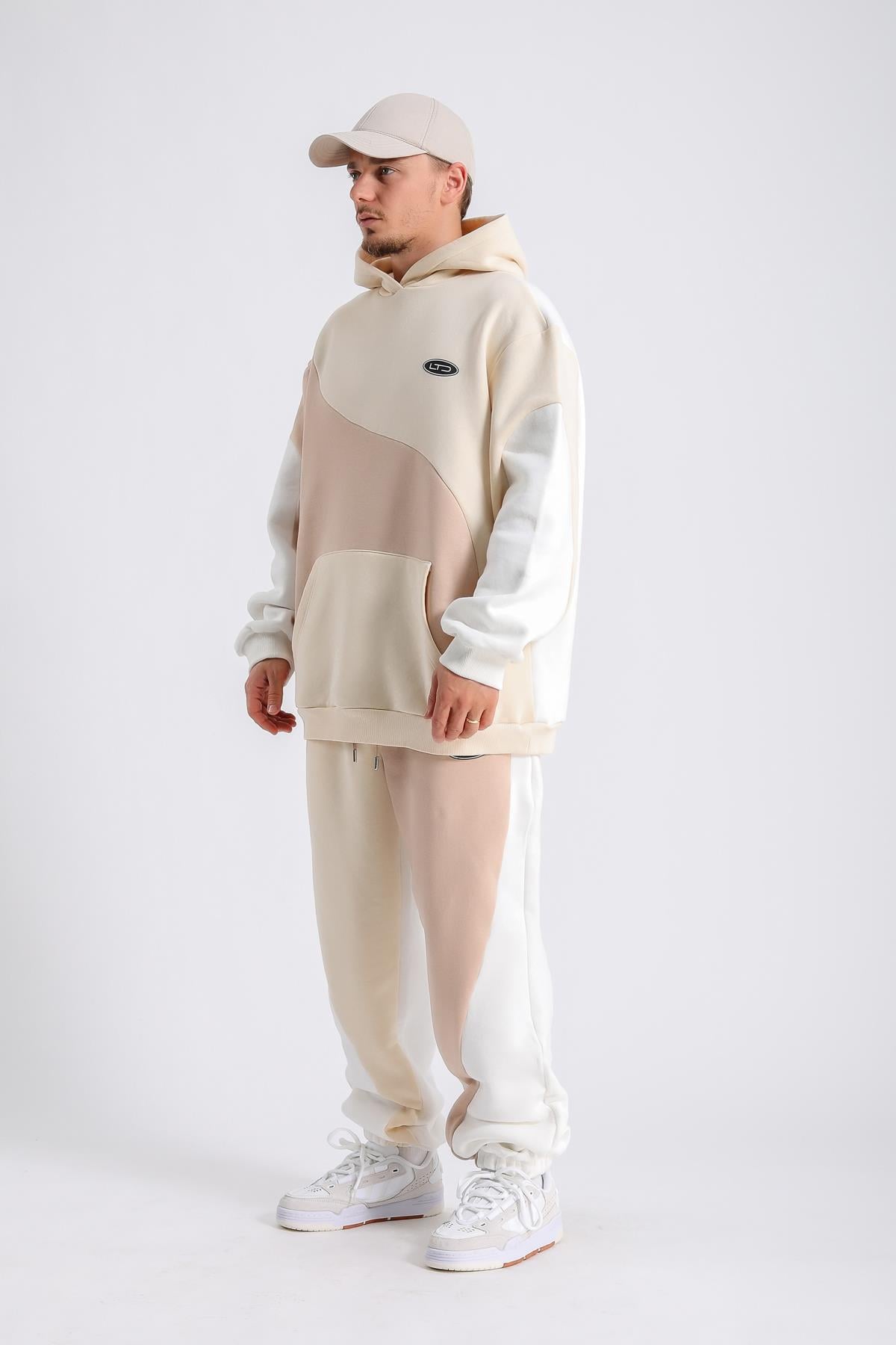 Krem Blok Detay Oversize Takım TKM145