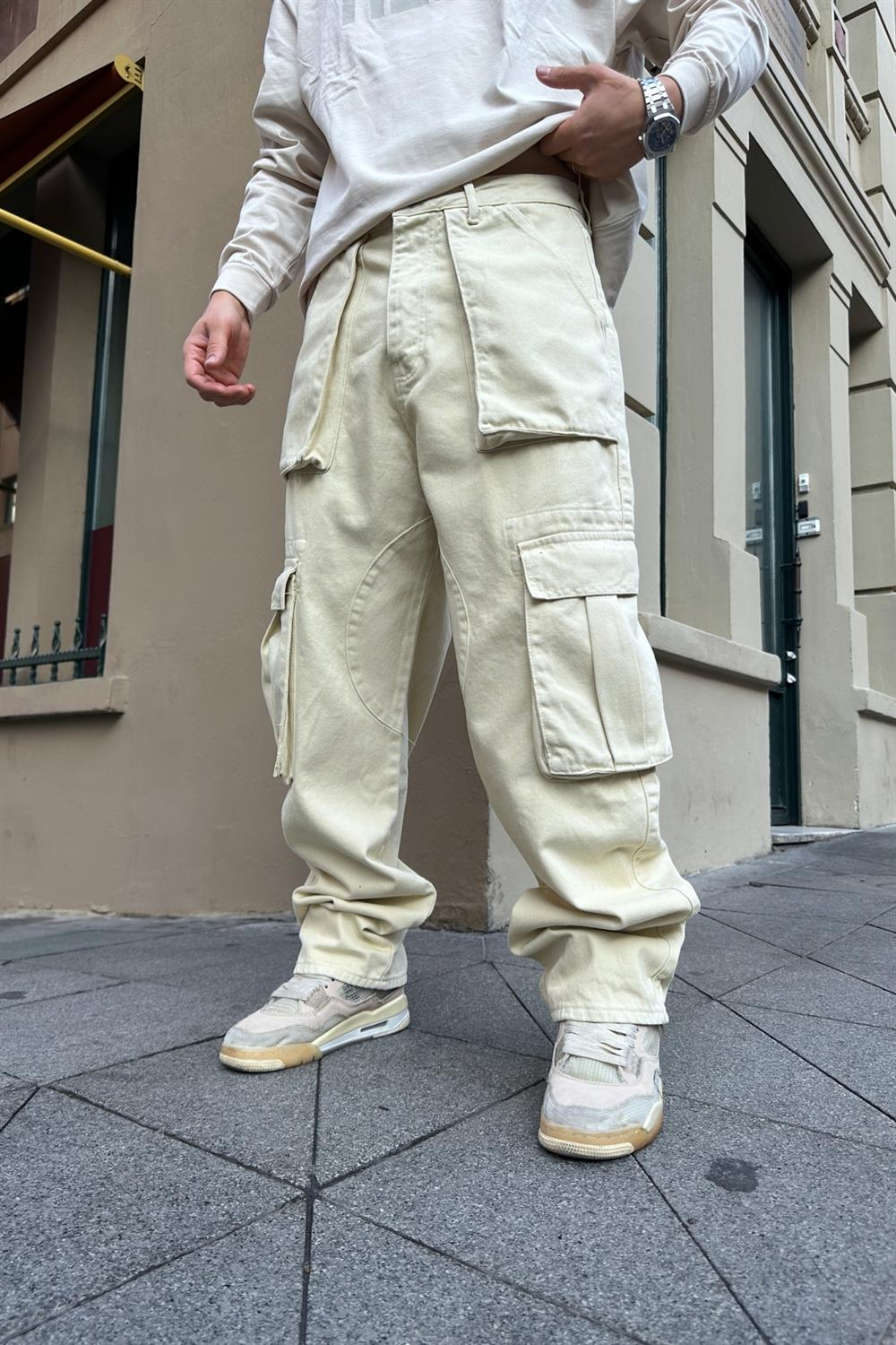 Krem Multicep Blok Detay Jean Pantolon P791