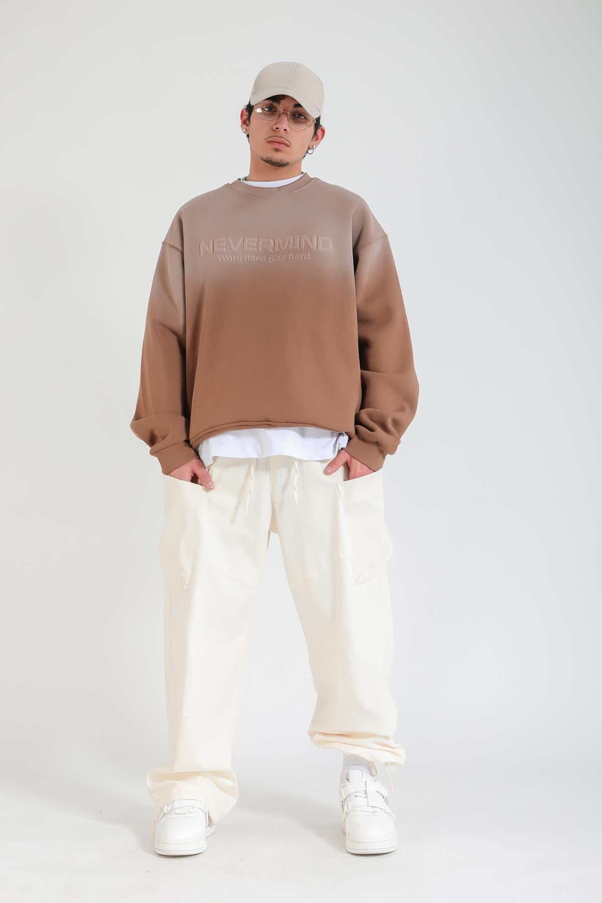 Krem Paça Stoperli Paraşüt Pantolon P1138
