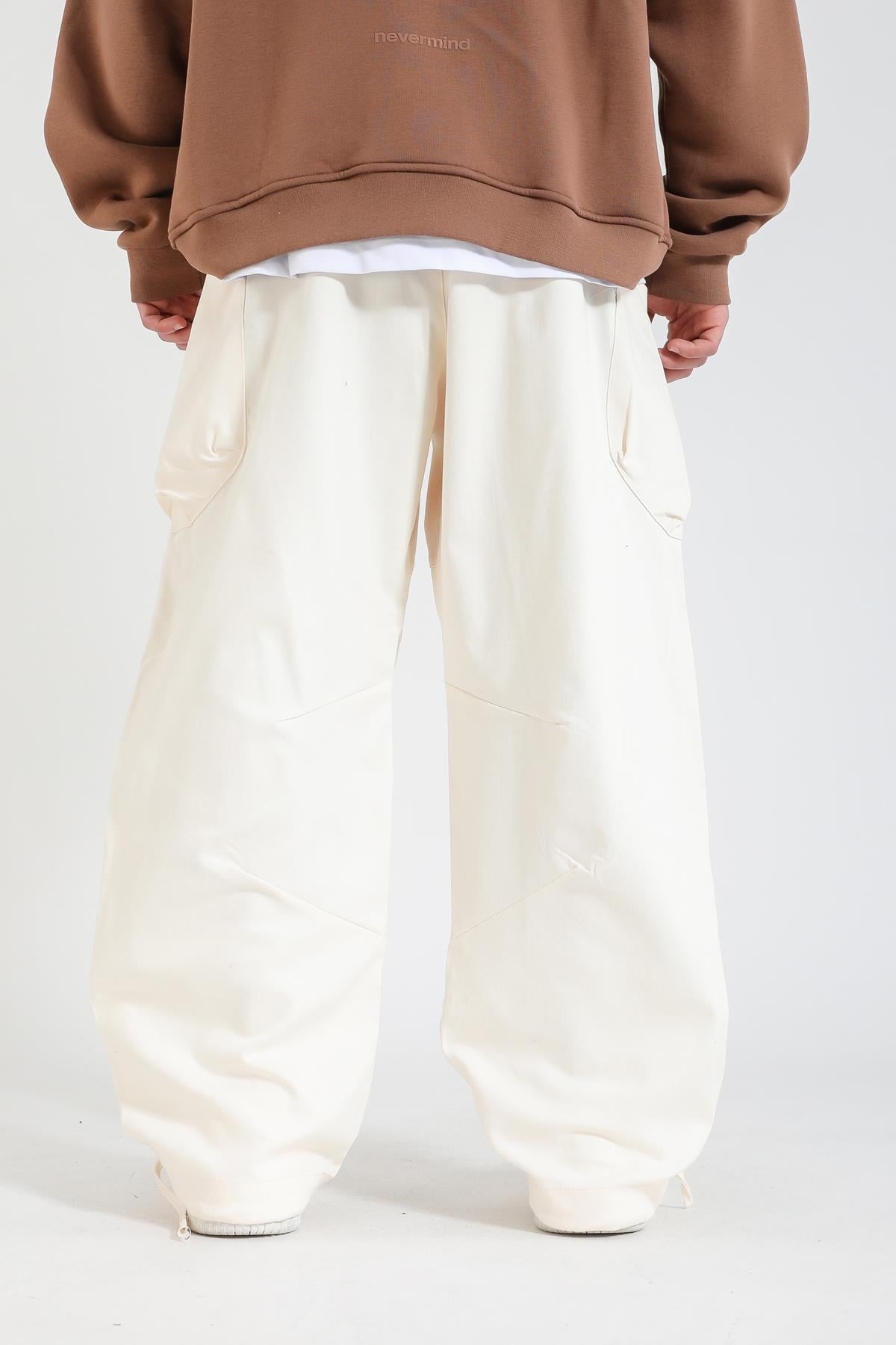 Krem Paça Stoperli Paraşüt Pantolon P1138