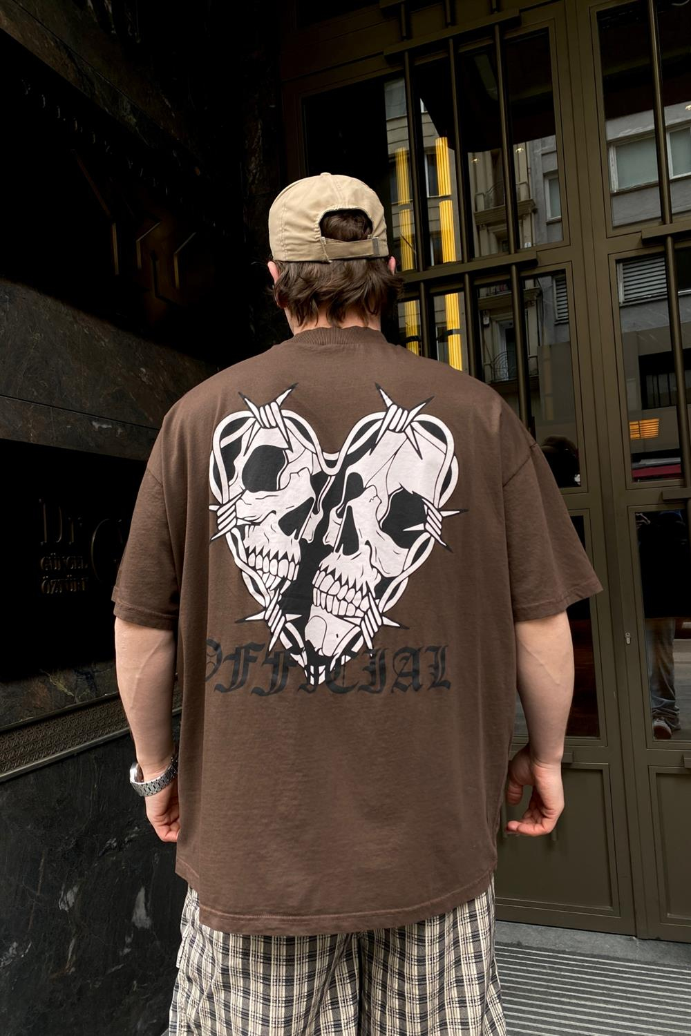Kurukafa Baskılı Oversize Tshirt T558