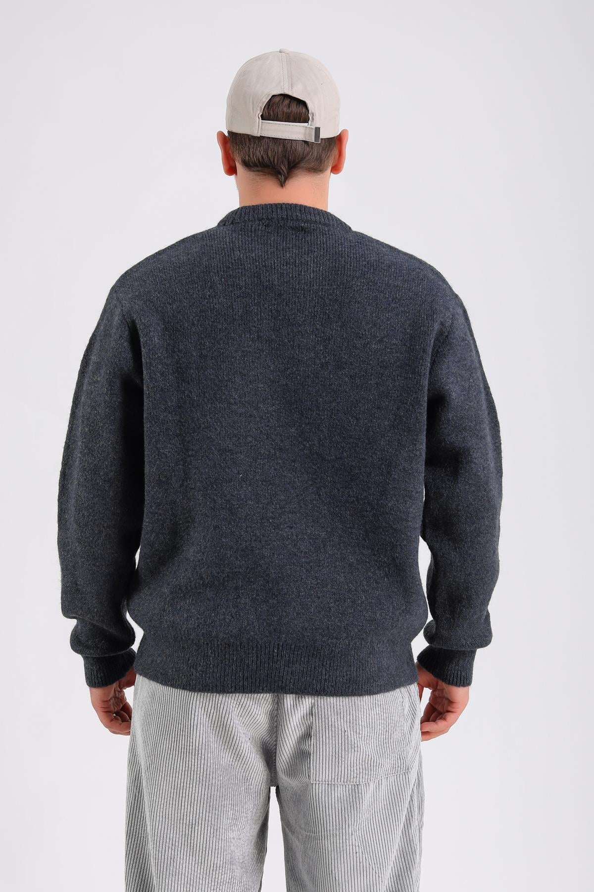 Lacivert Oversize Yumuşak Dokulu Kazak SW1205