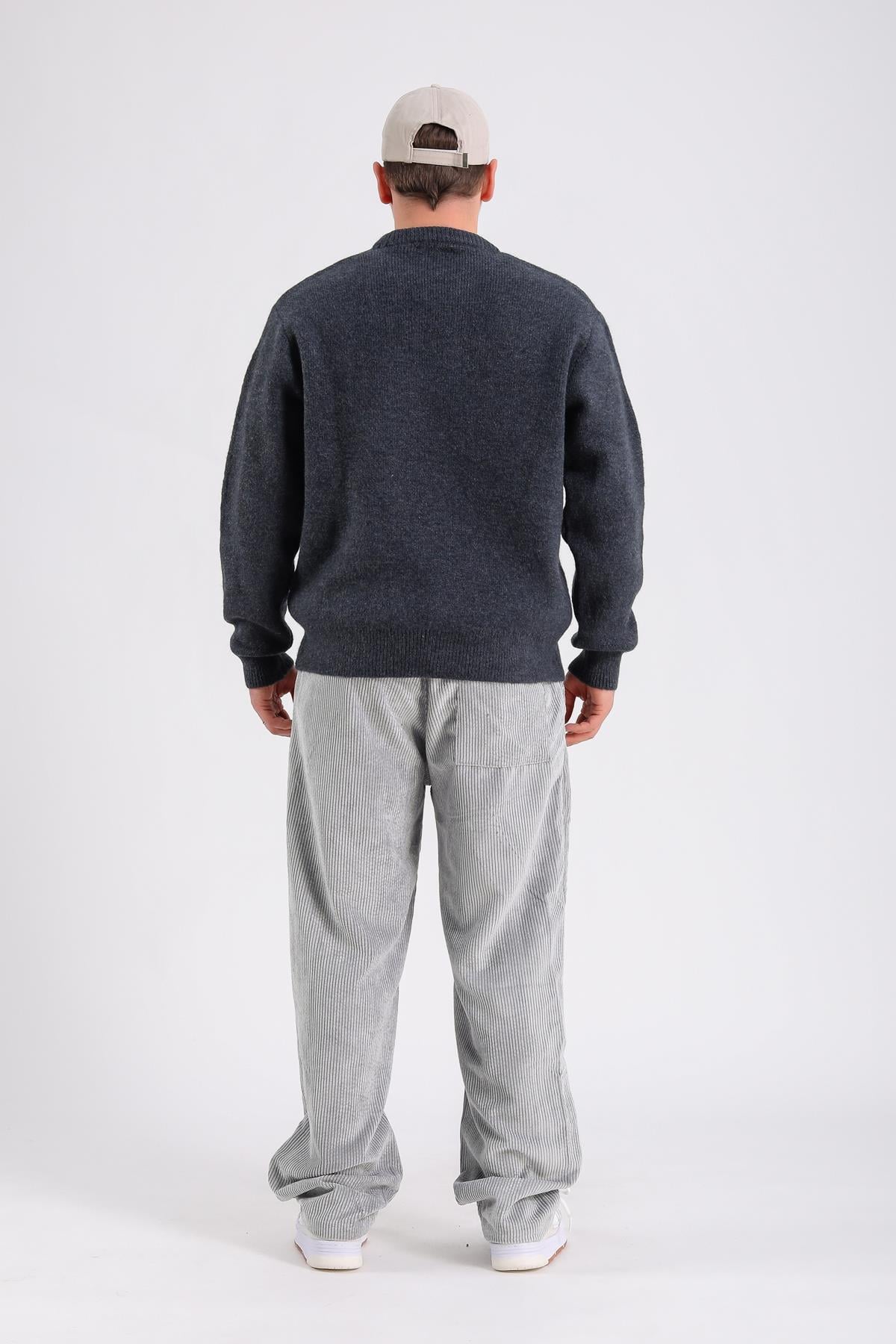 Lacivert Oversize Yumuşak Dokulu Kazak SW1205