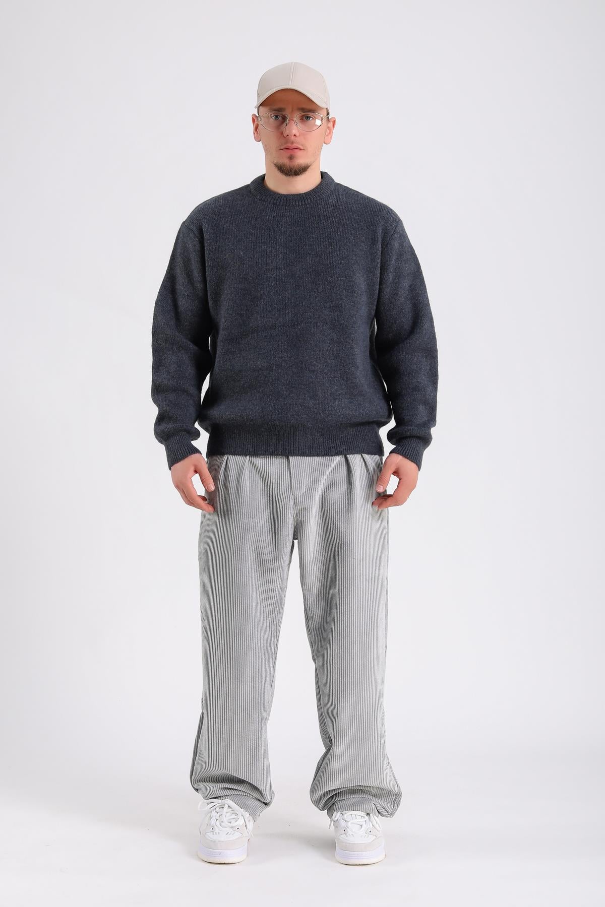 Lacivert Oversize Yumuşak Dokulu Kazak SW1205