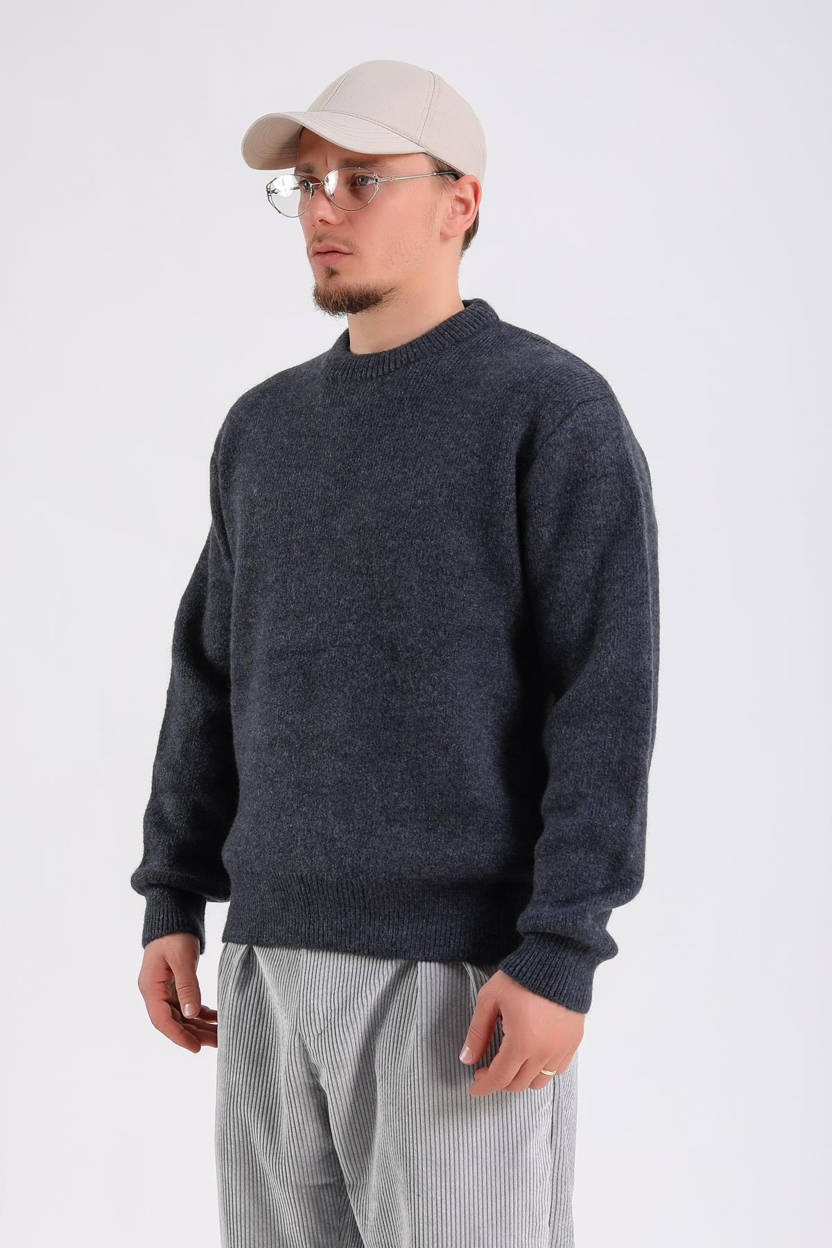 Lacivert Oversize Yumuşak Dokulu Kazak SW1205