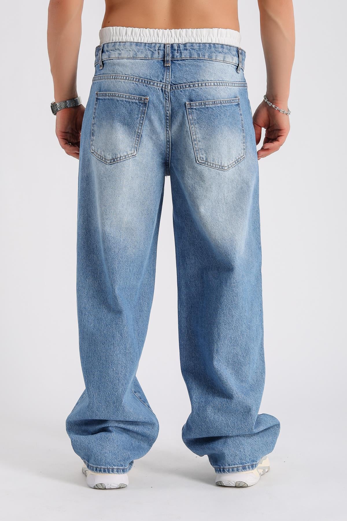 Lastik Bel Detay Jean Pantolon P1002