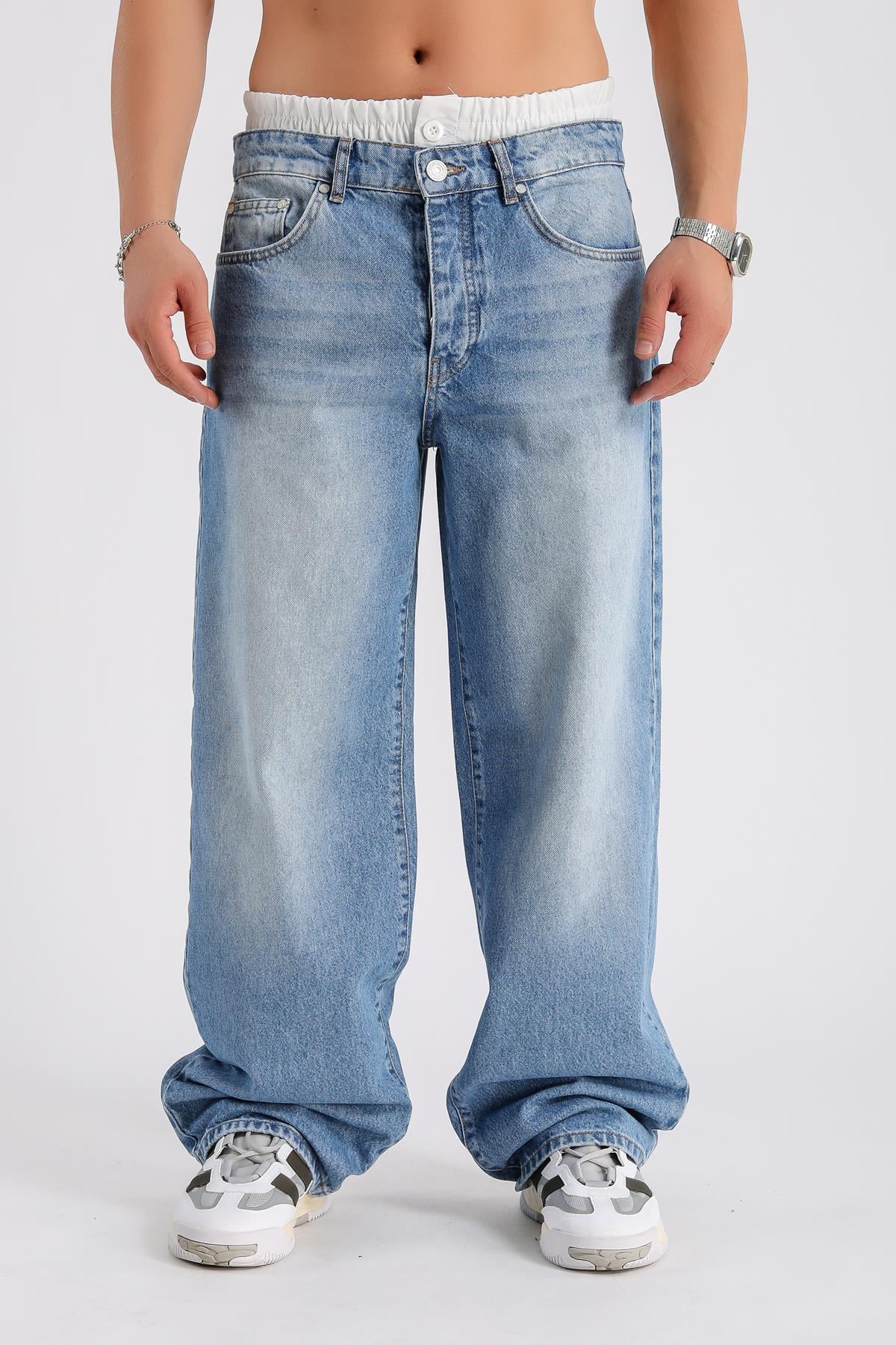 Lastik Bel Detay Jean Pantolon P1002