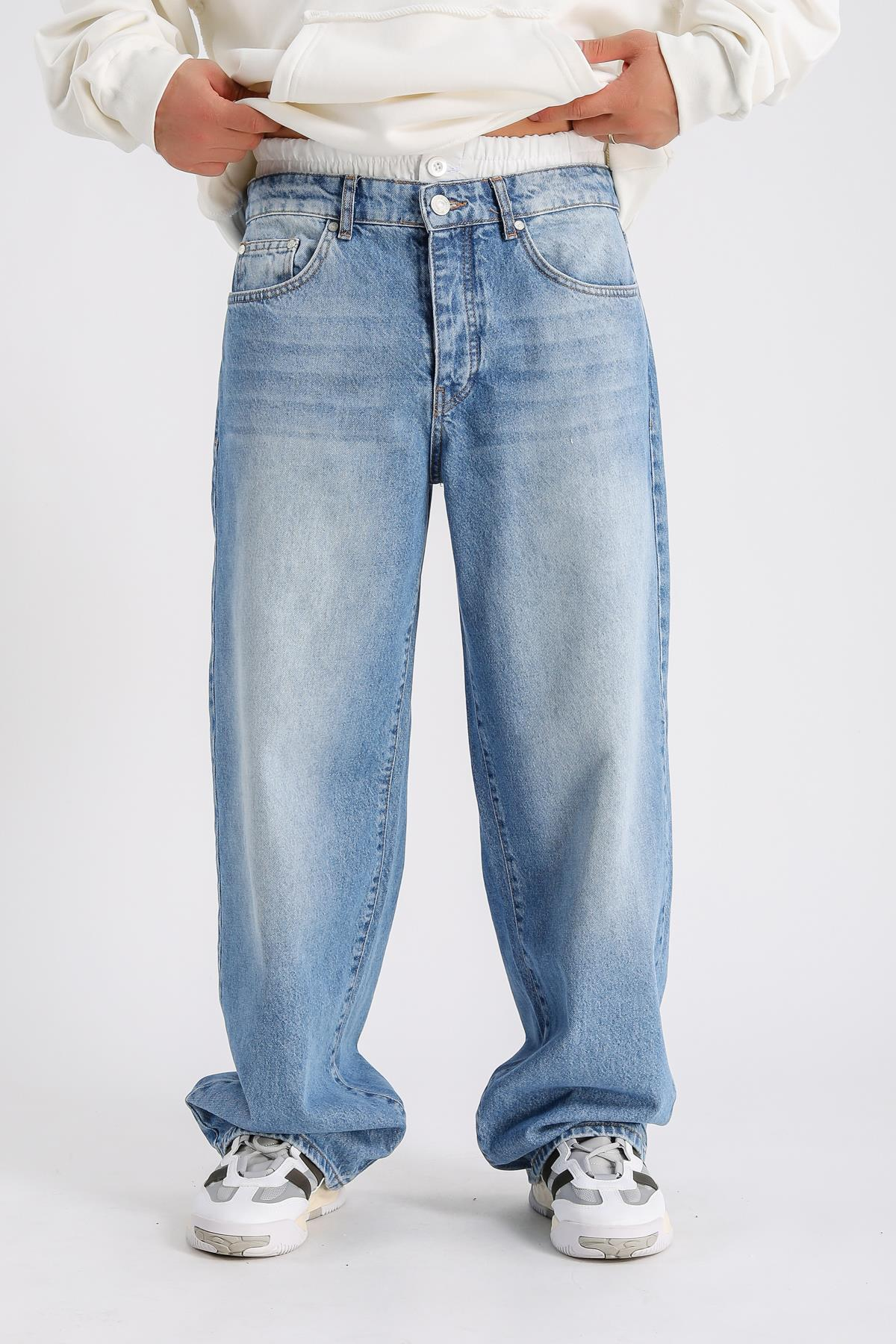 Lastik Bel Detay Jean Pantolon P1002