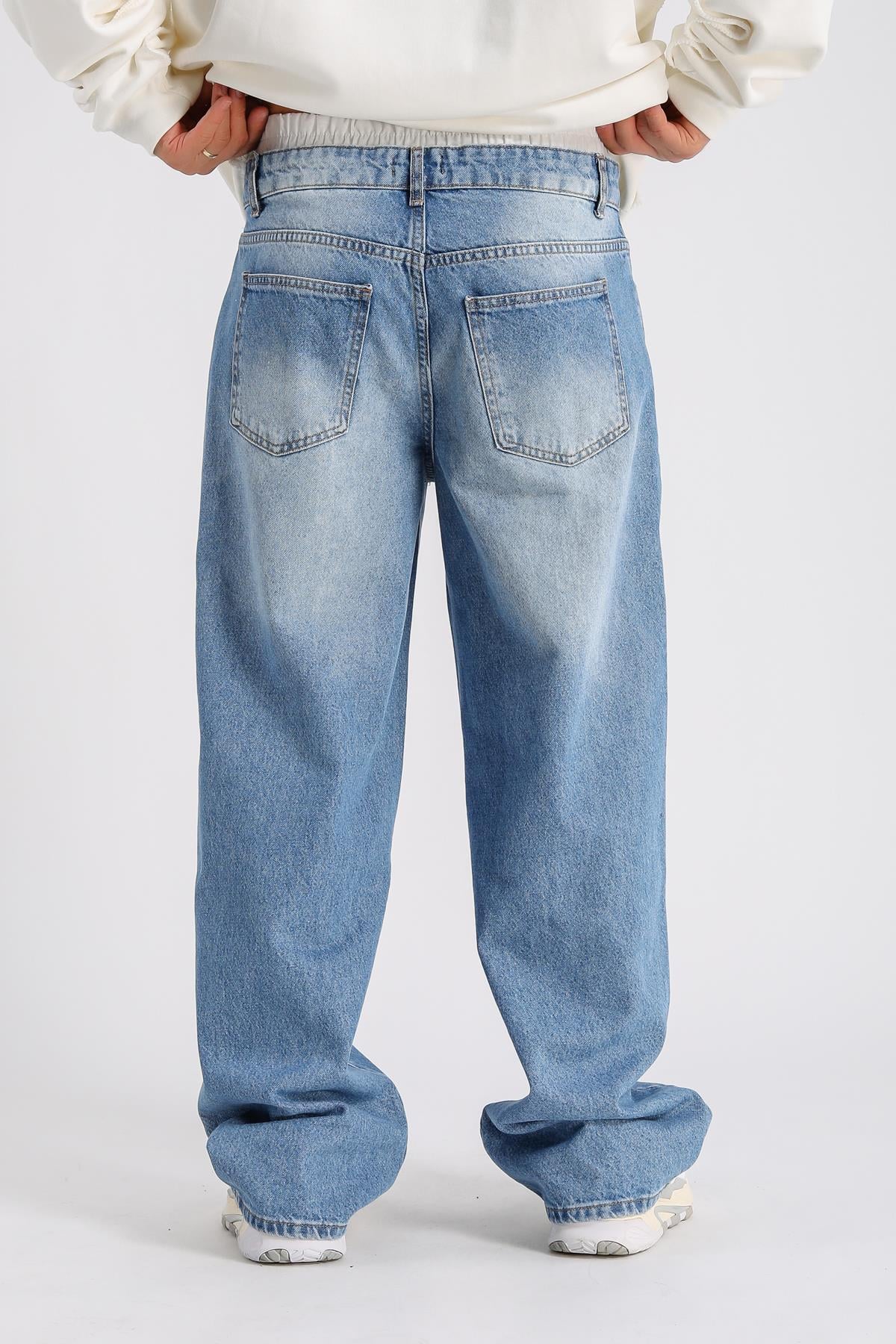 Lastik Bel Detay Jean Pantolon P1002