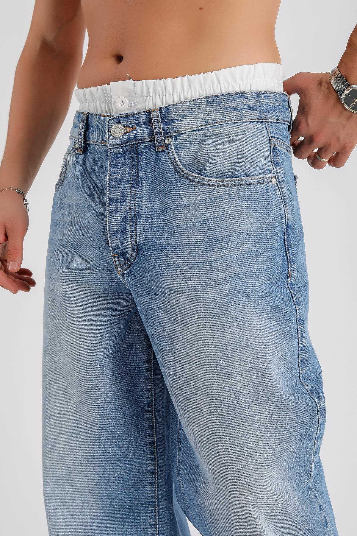 Lastik Bel Detay Jean Pantolon P1002