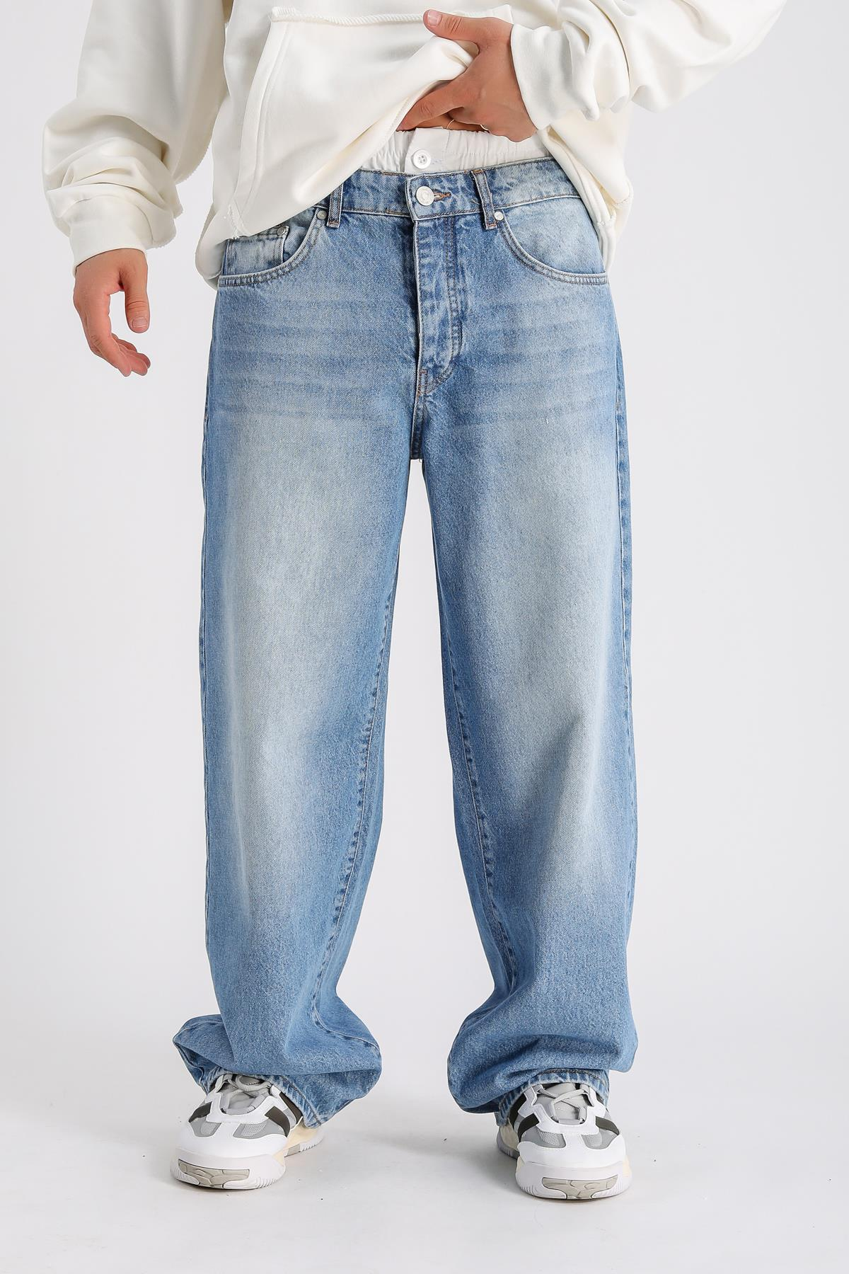 Lastik Bel Detay Jean Pantolon P1002