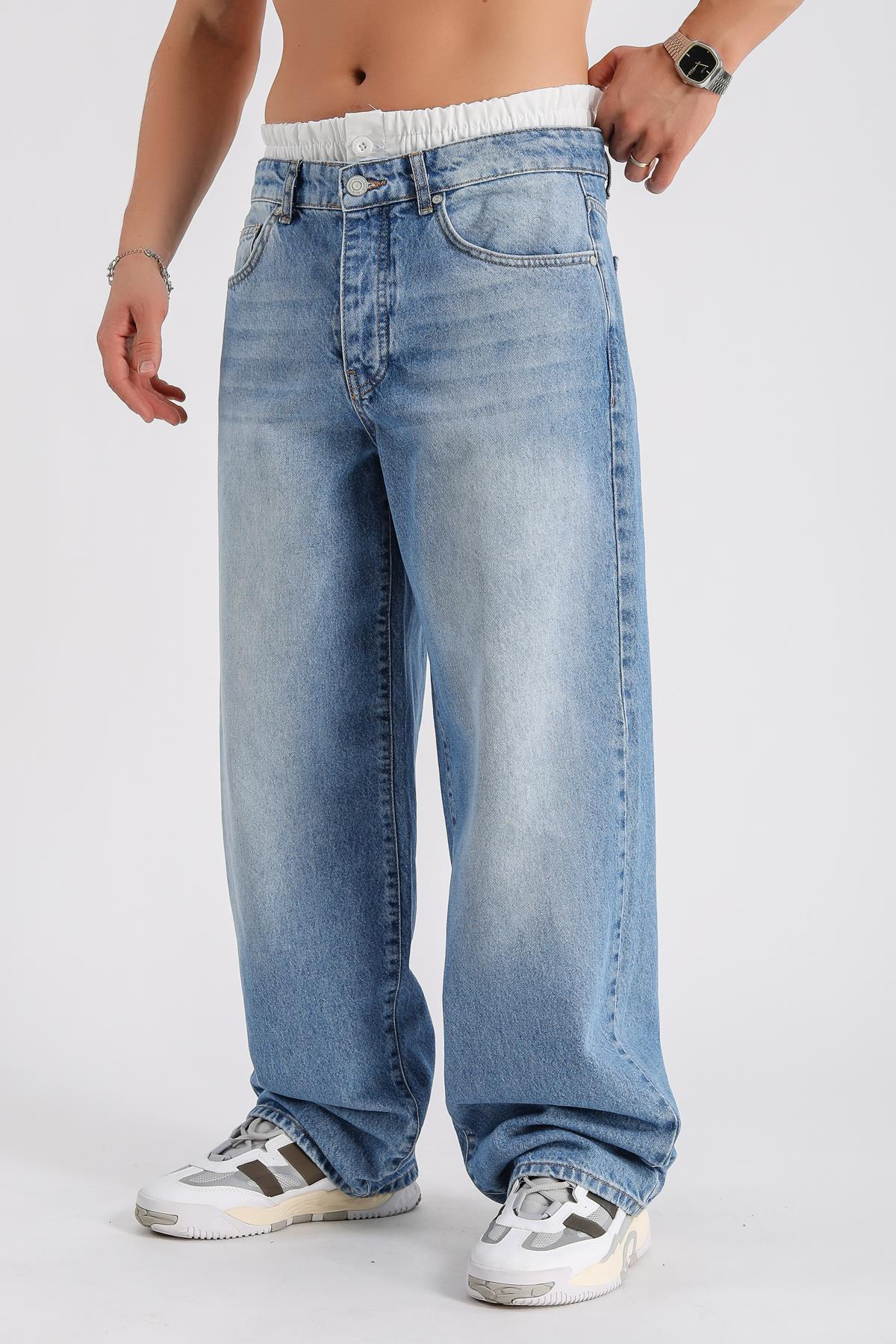 Lastik Bel Detay Jean Pantolon P1002