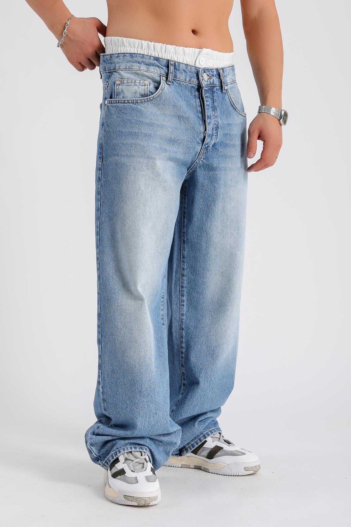 Lastik Bel Detay Jean Pantolon P1002