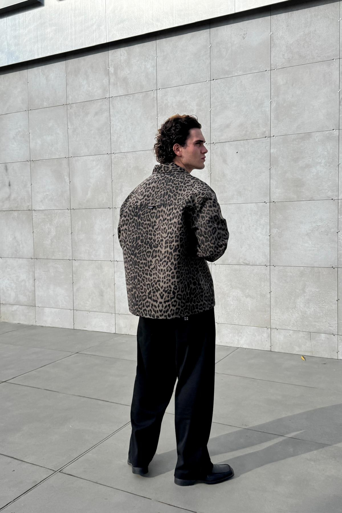 Leopar Desen Oversize Mevsimlik Ceket KN01