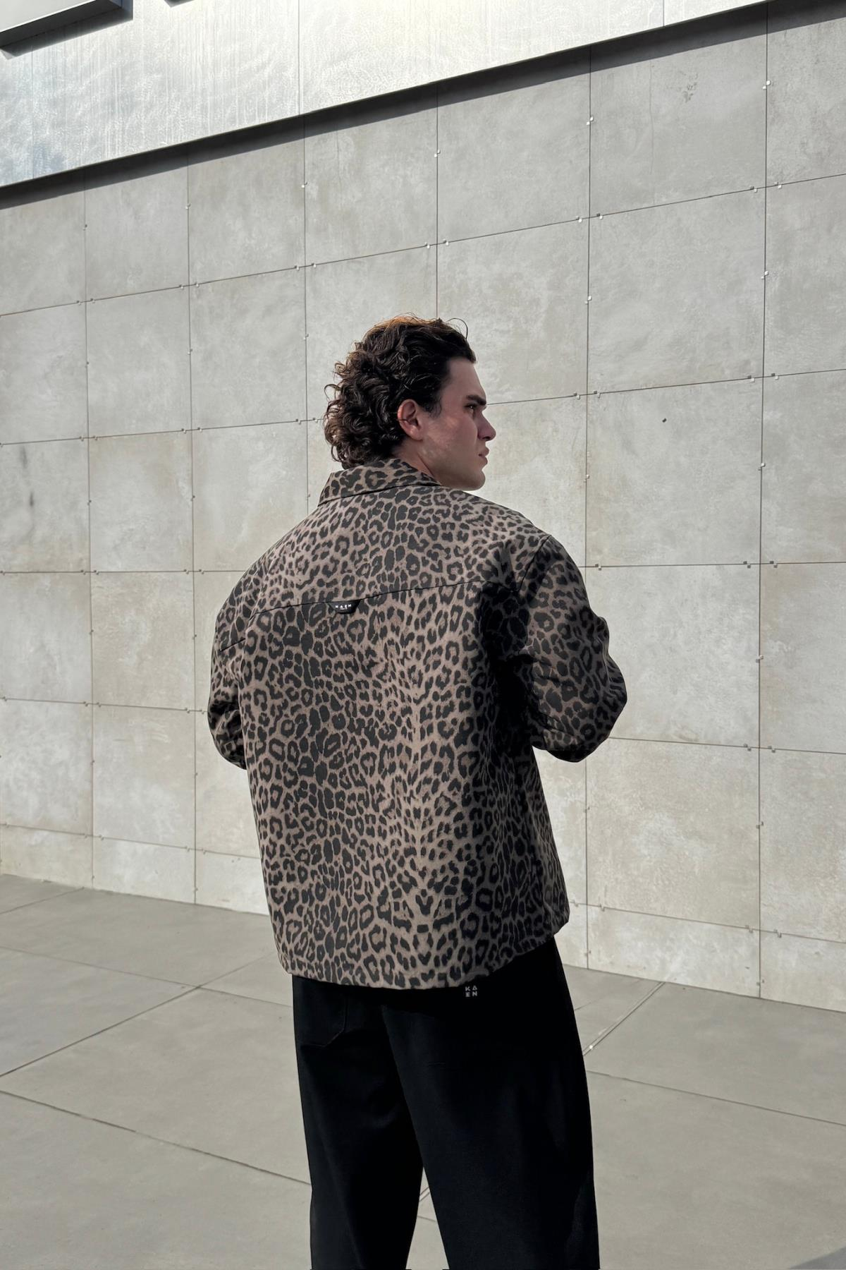 Leopar Desen Oversize Mevsimlik Ceket KN01