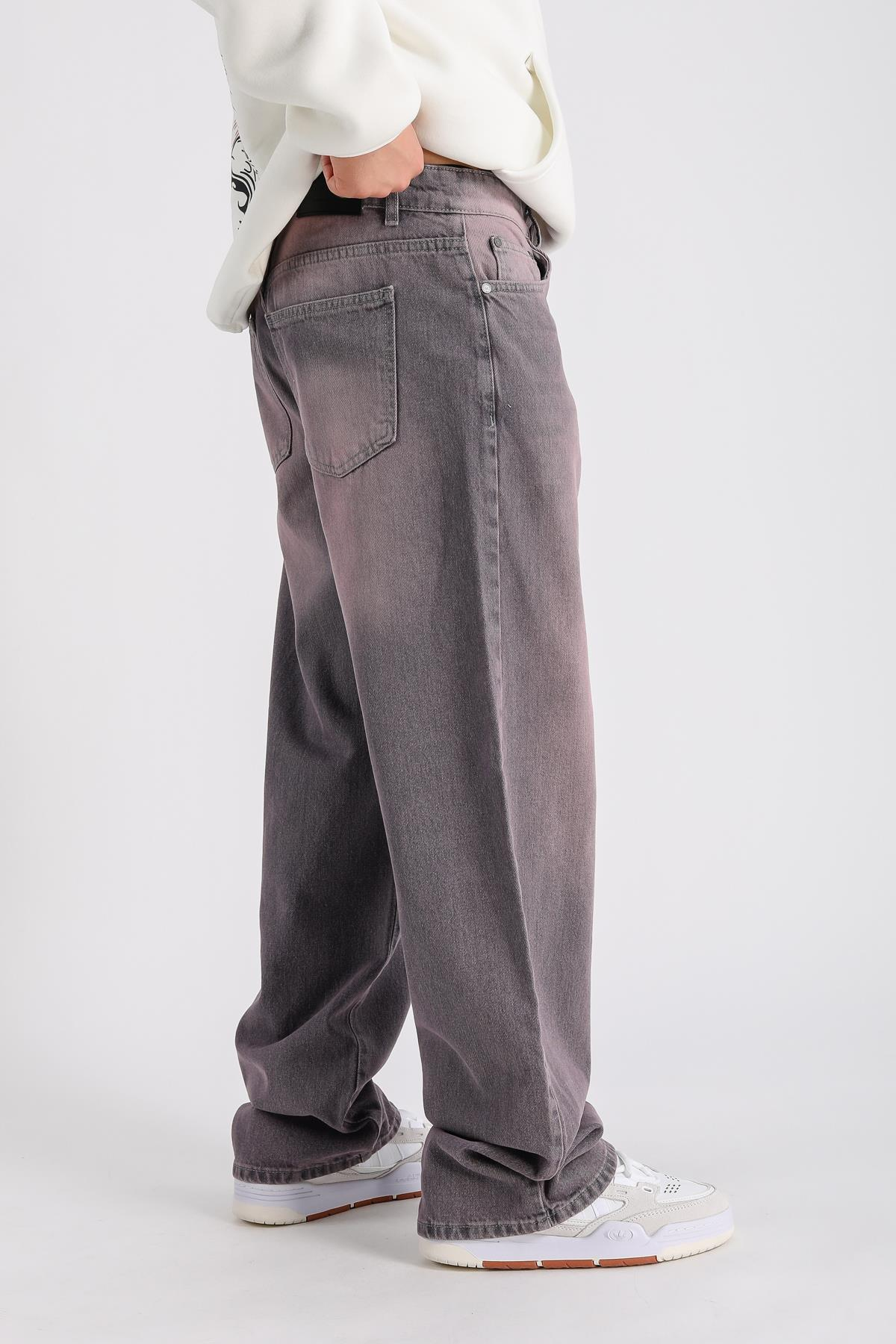 Lila Acid Wash Baggy Jean Pantolon P1006