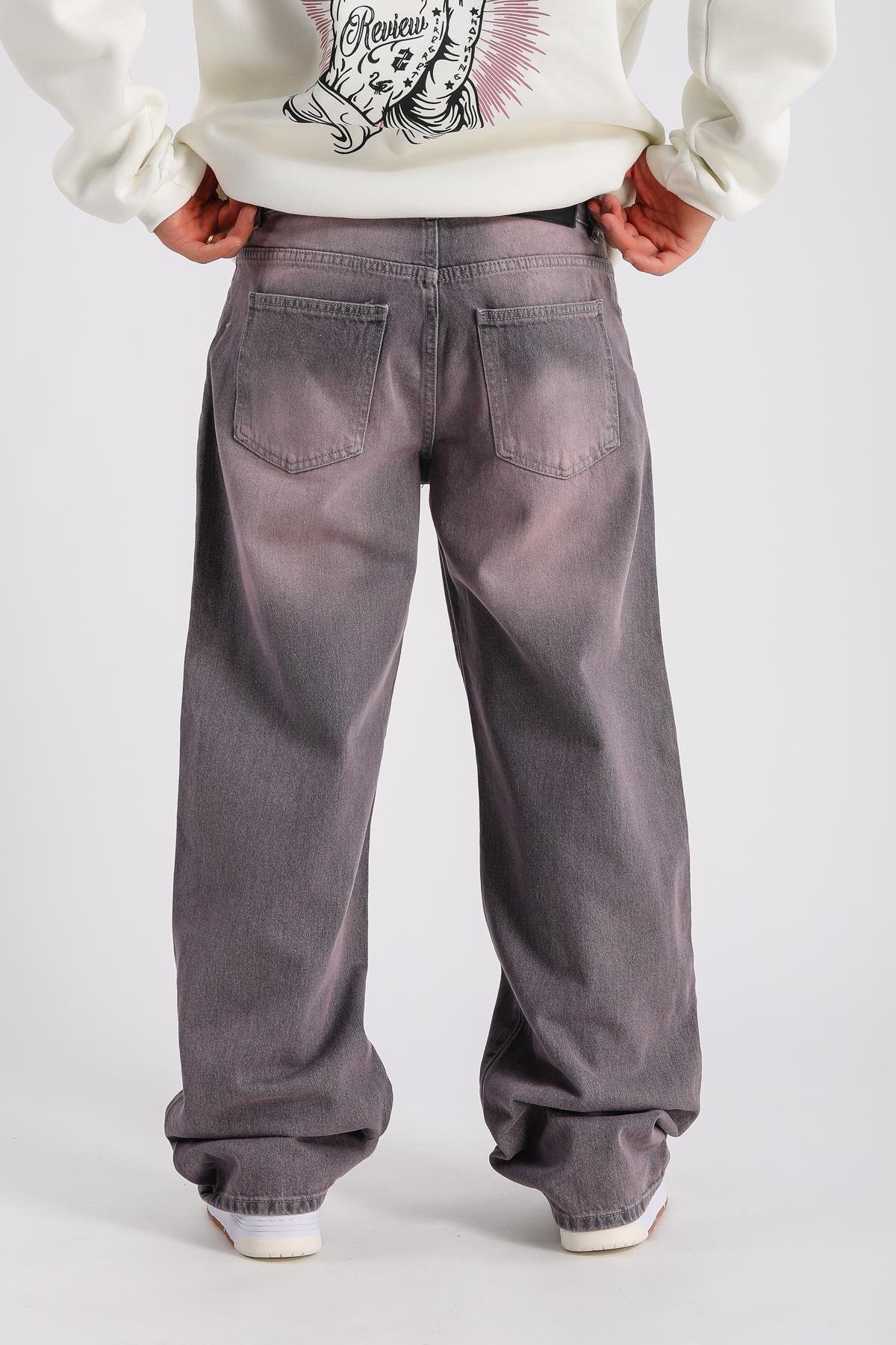 Lila Acid Wash Baggy Jean Pantolon P1006