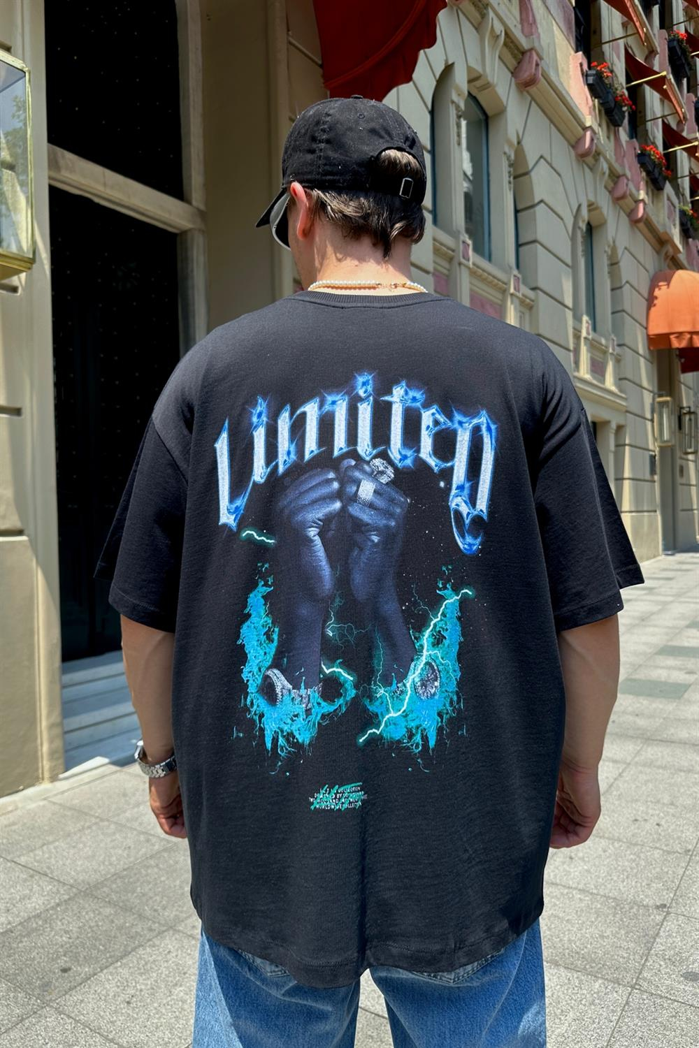 Limited Chain Baskılı Oversize Tshirt T799