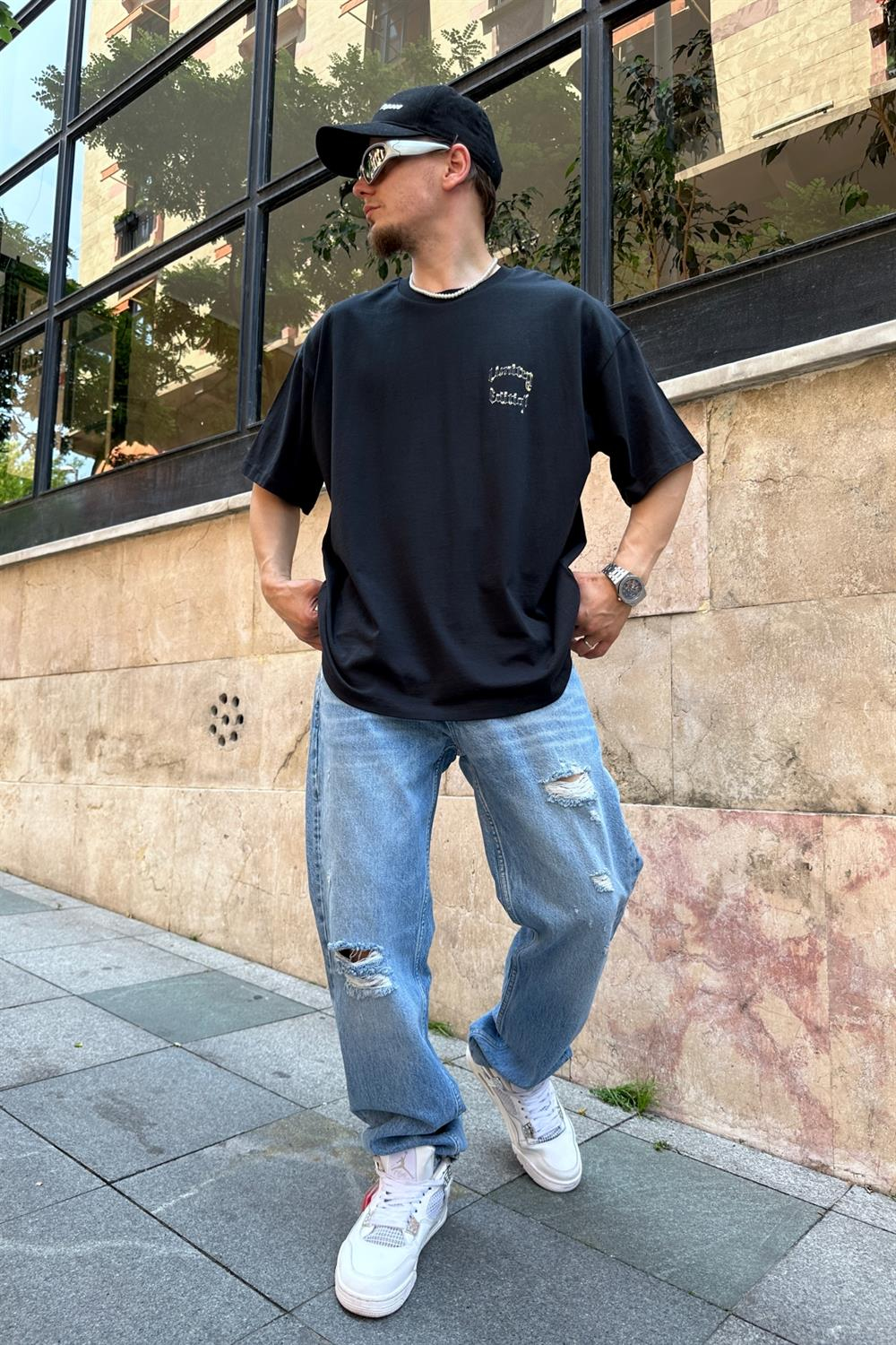 Limited Chain Baskılı Oversize Tshirt T799