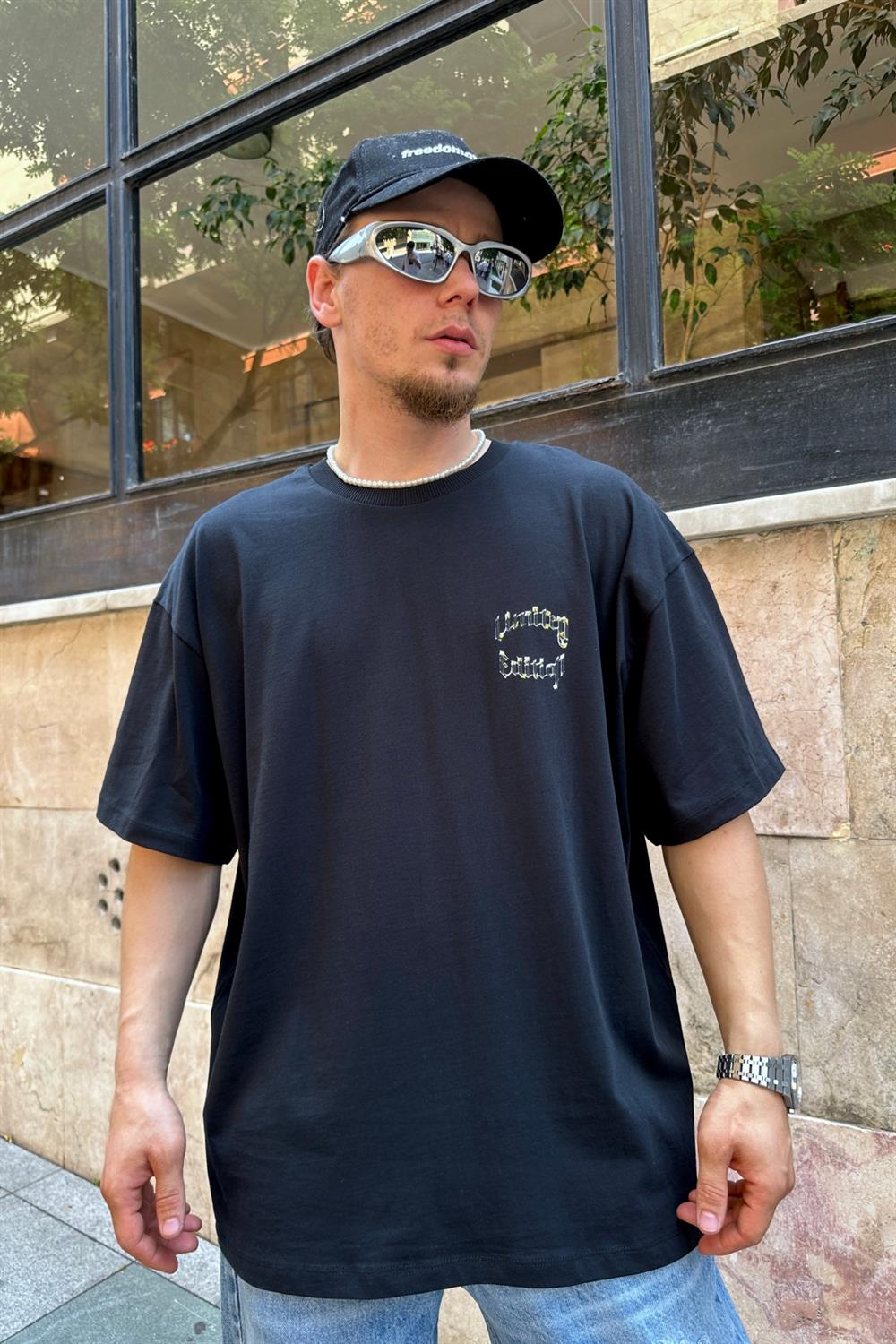 Limited Chain Baskılı Oversize Tshirt T799