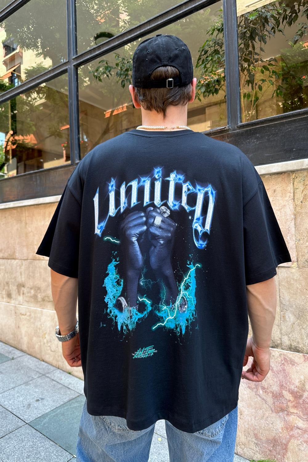 Limited Chain Baskılı Oversize Tshirt T799