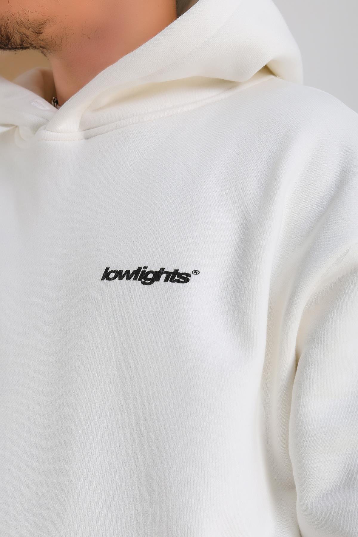 LLS Baskılı Krem Oversize Hoodie SW1268