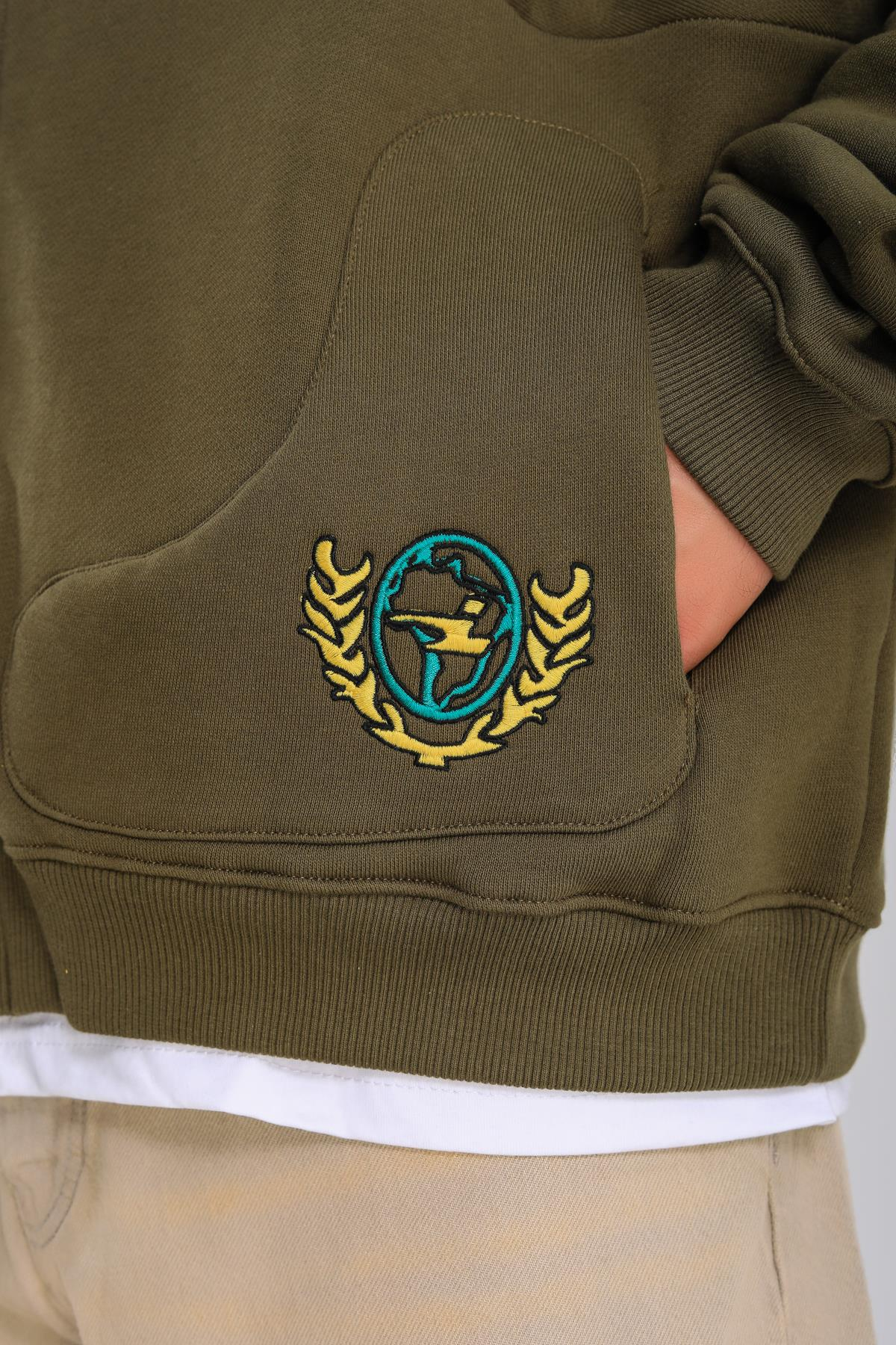 LLS Baskılı Yeşil Oversize Zipper Hoodie SW1269