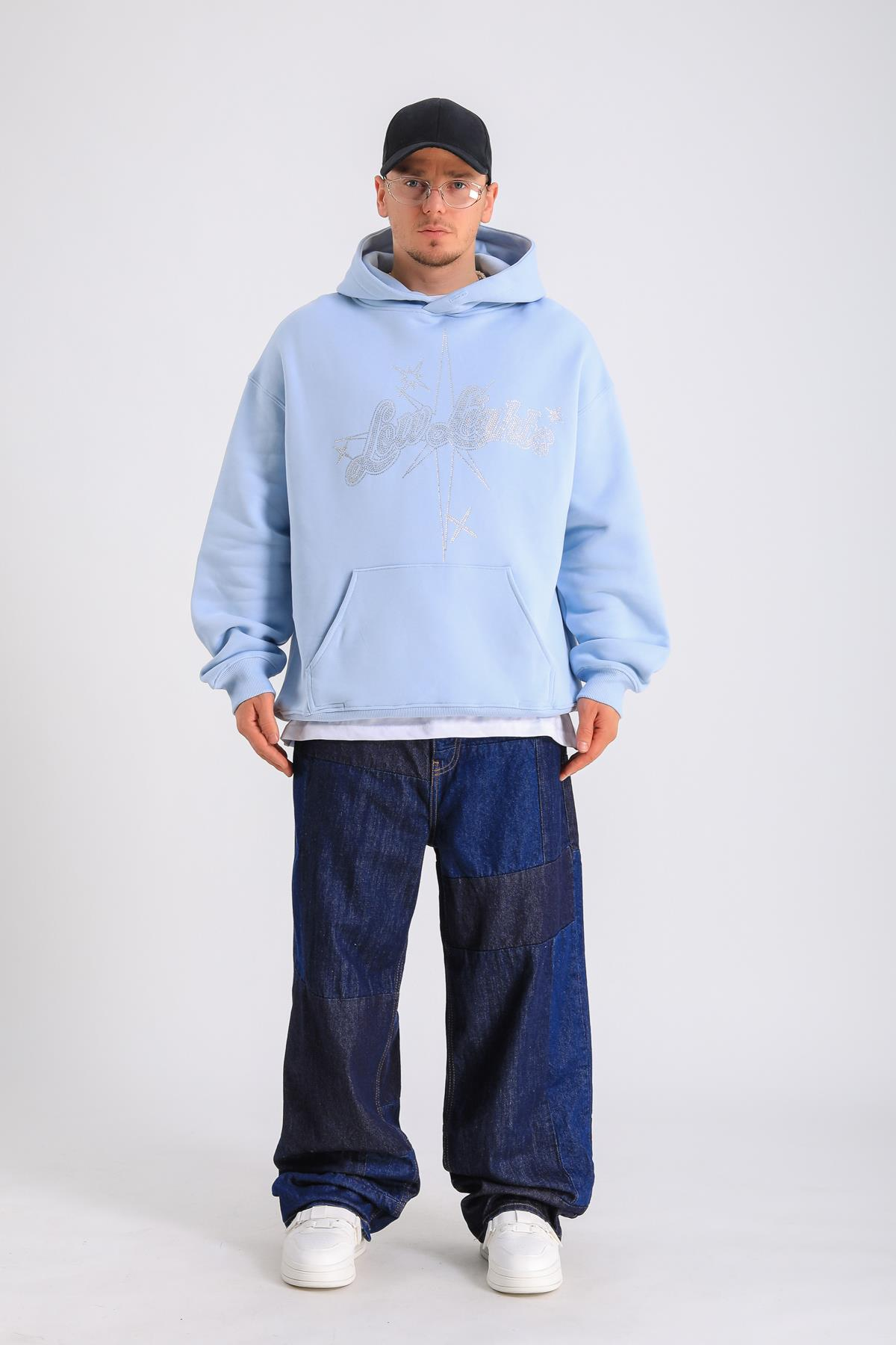LLS Taş Baskılı Oversize Hoodie SW1303