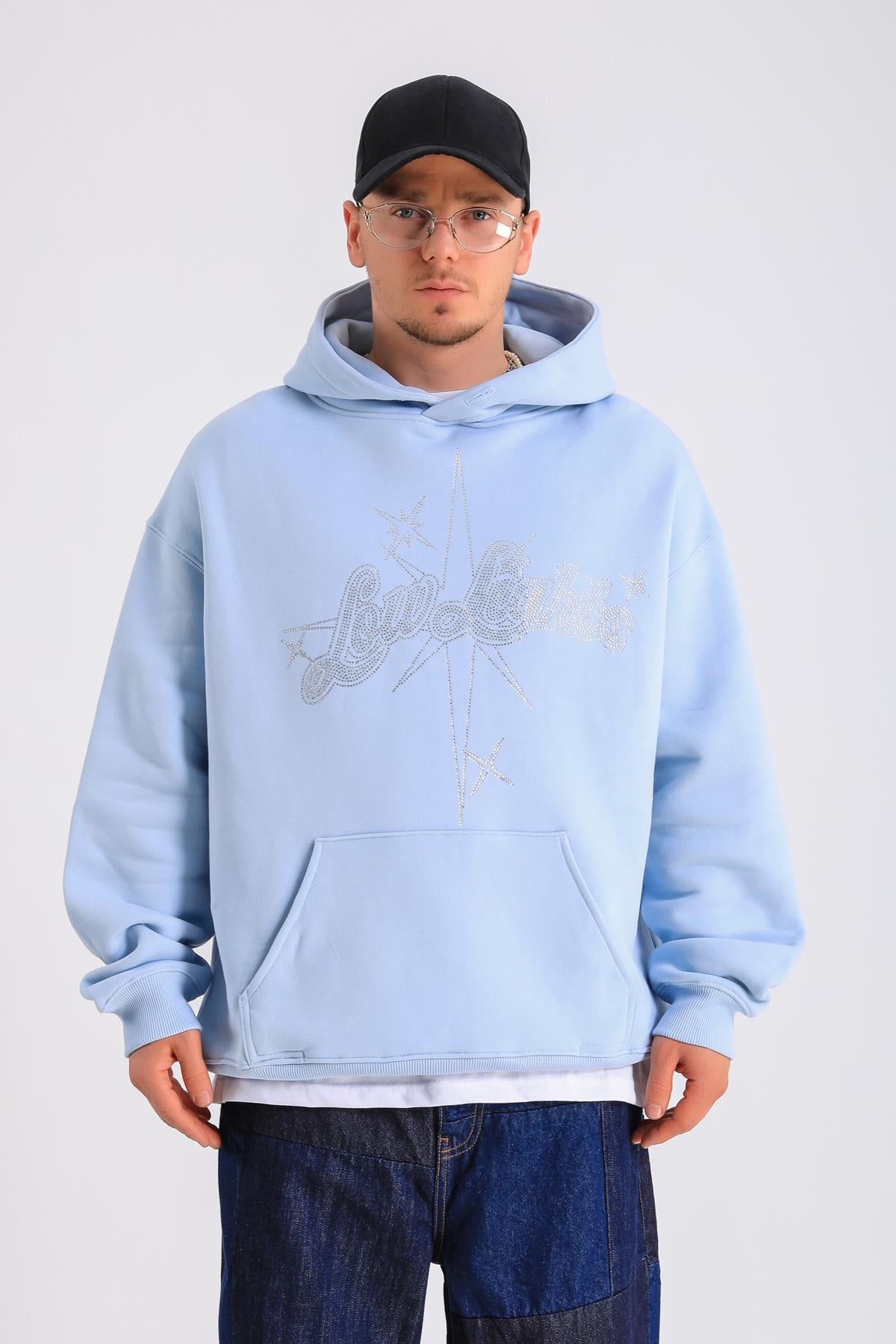 LLS Taş Baskılı Oversize Hoodie SW1303