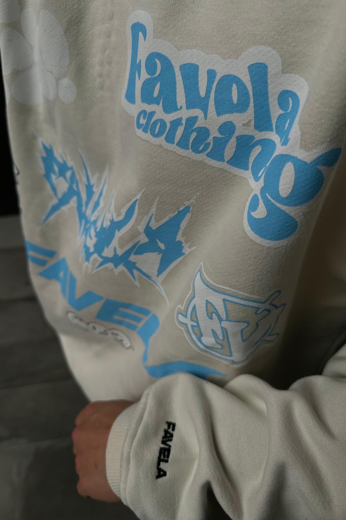 Logo Fav Krem Oversize Sweatshirt SW1046