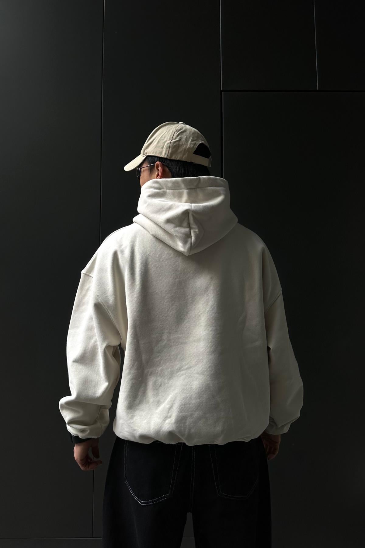 Logo Fav Krem Oversize Sweatshirt SW1046