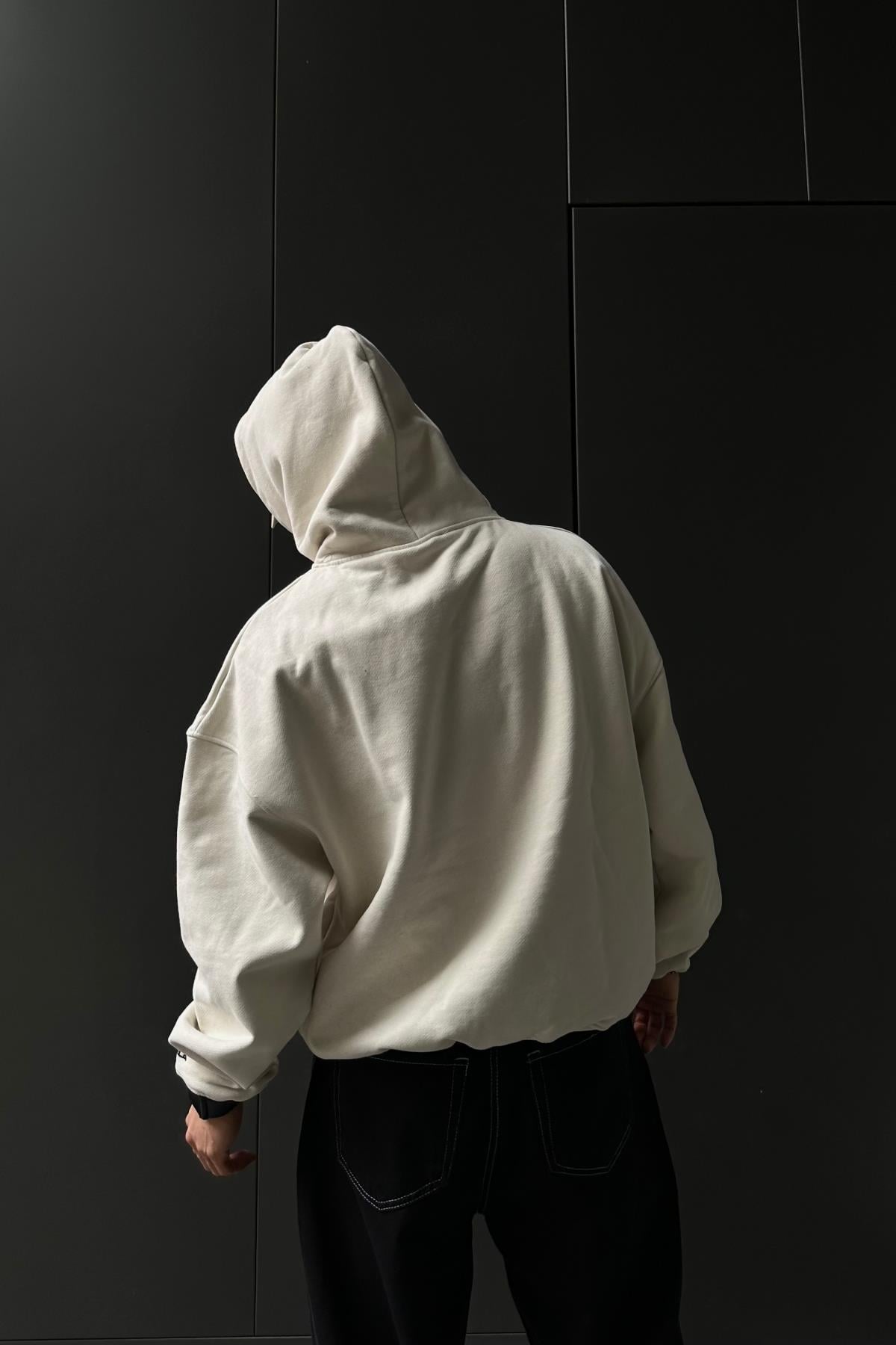 Logo Fav Krem Oversize Sweatshirt SW1046