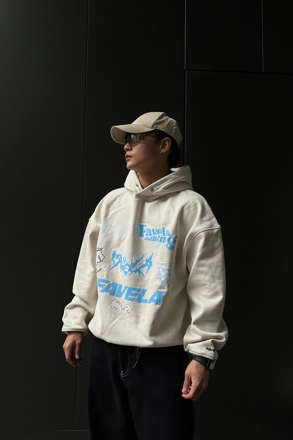 Logo Fav Krem Oversize Sweatshirt SW1046