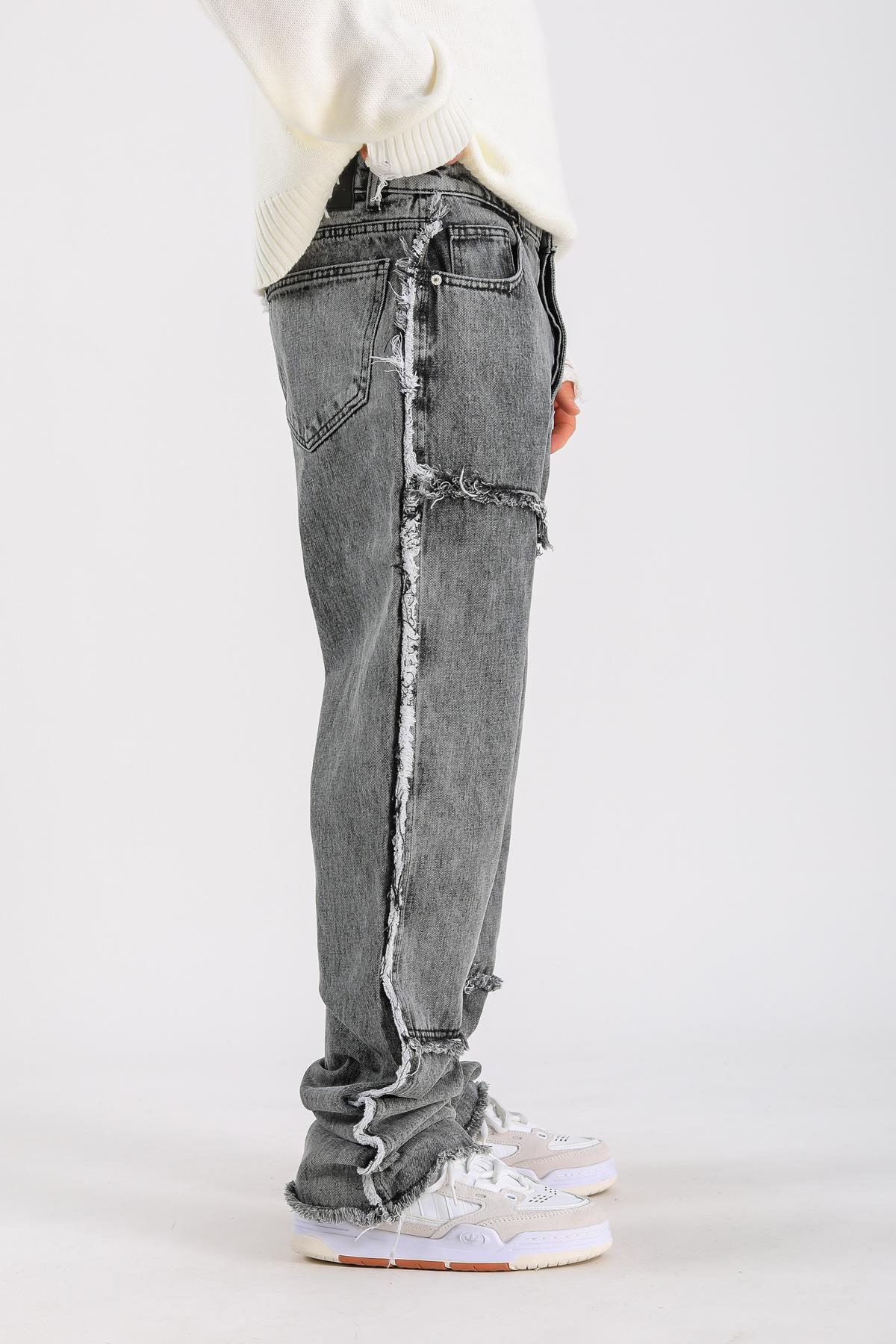 Loose Fit Torn Detail Jean - Anthracite P1096