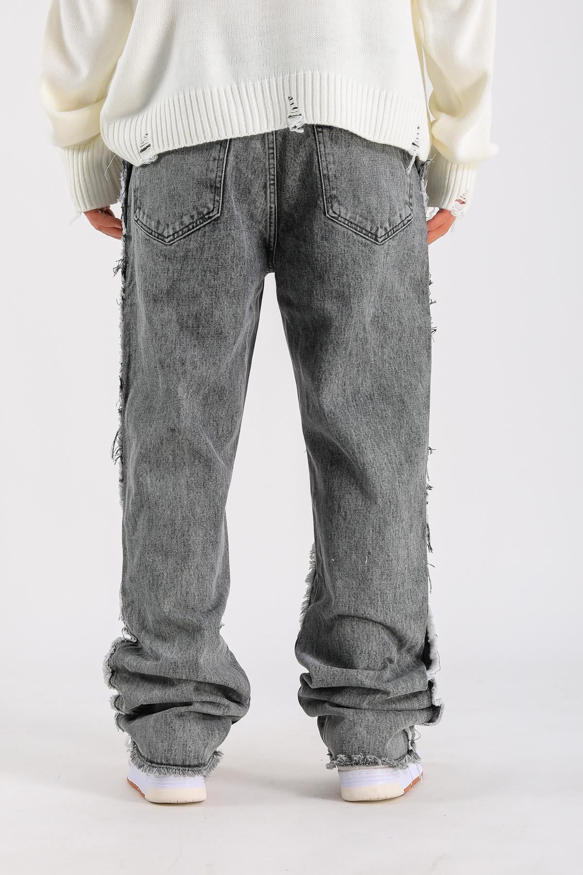 Loose Fit Torn Detail Jean - Anthracite P1096