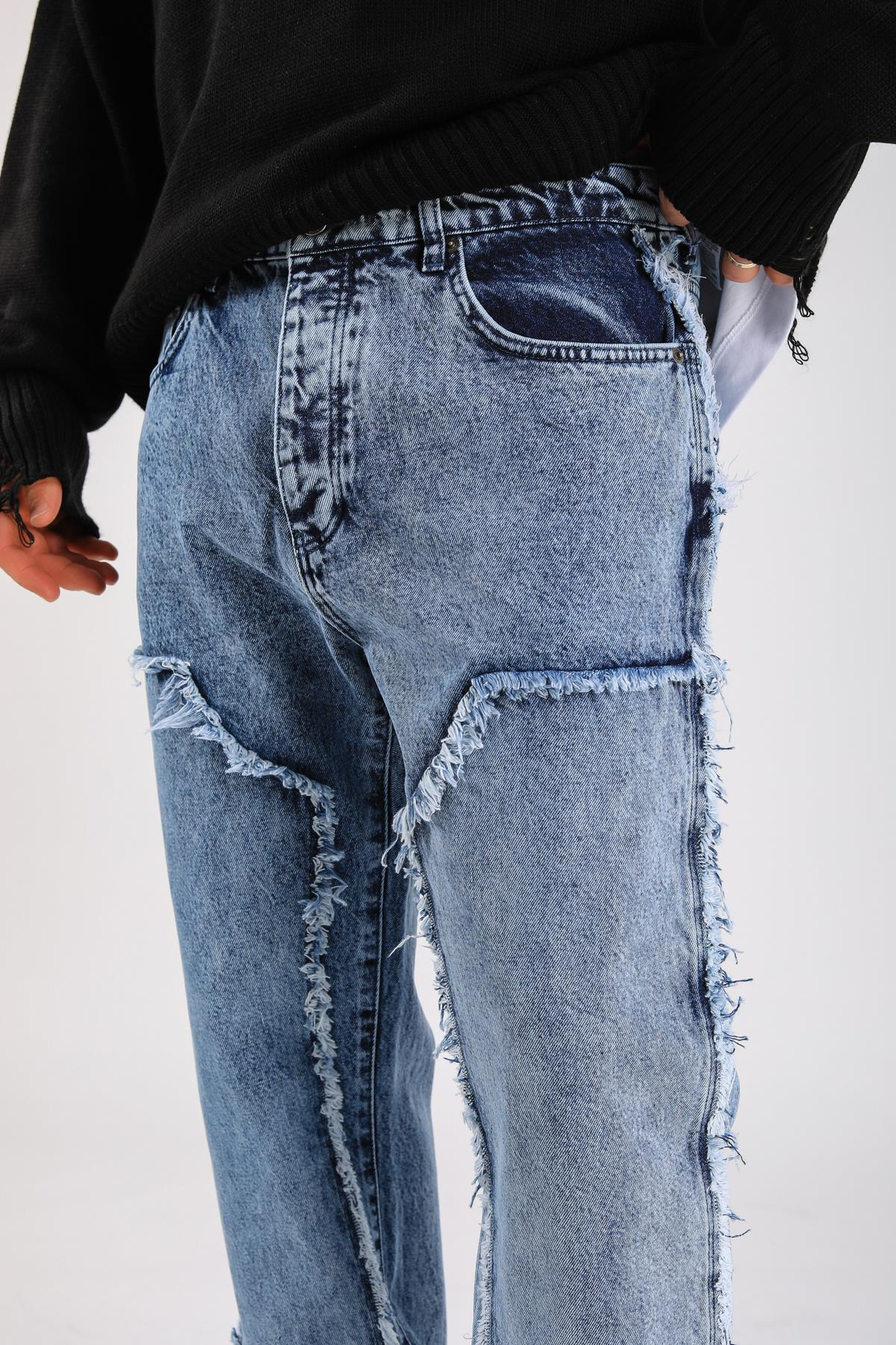 Loose Fit Torn Detail Jean - Dark Blue  P1098