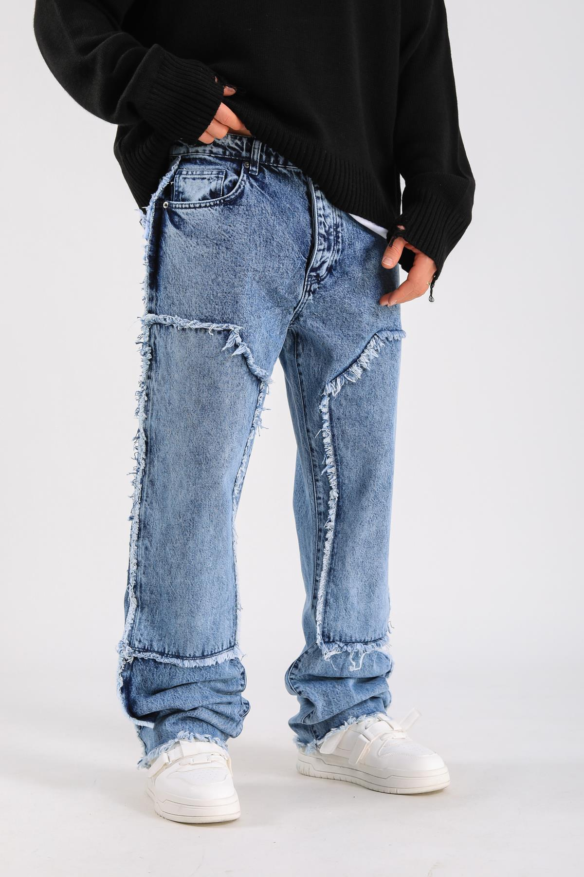 Loose Fit Torn Detail Jean - Dark Blue  P1098