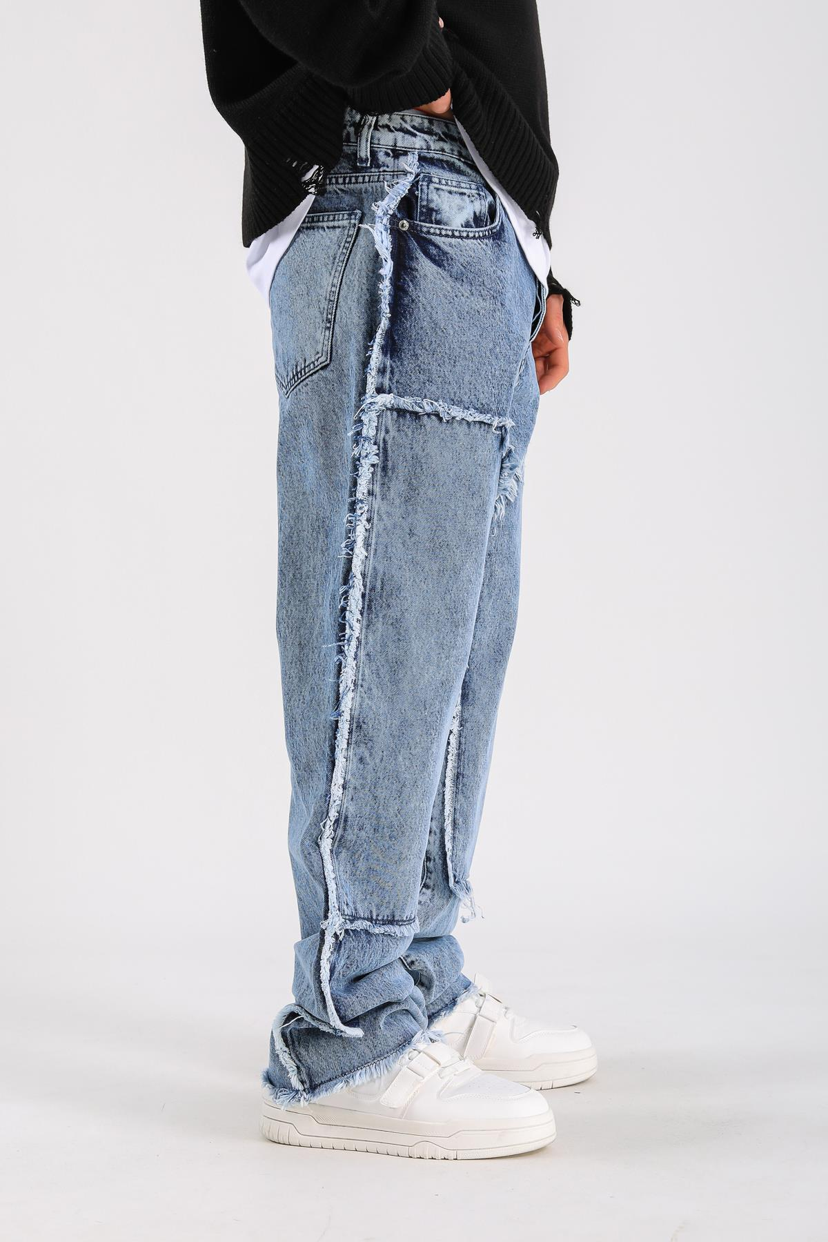 Loose Fit Torn Detail Jean - Dark Blue  P1098