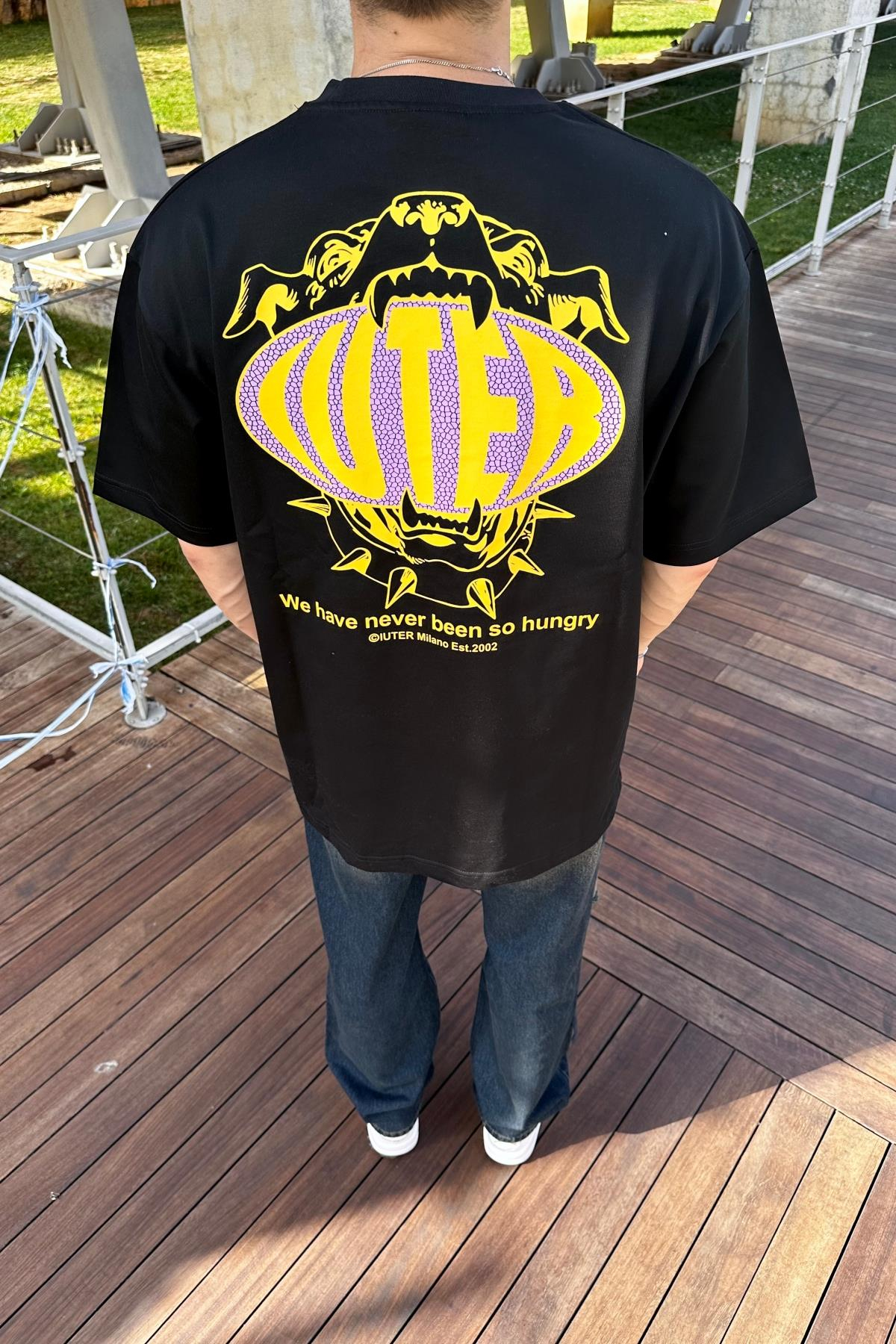 Luter Baskılı Siyah Oversize Tshirt T1098