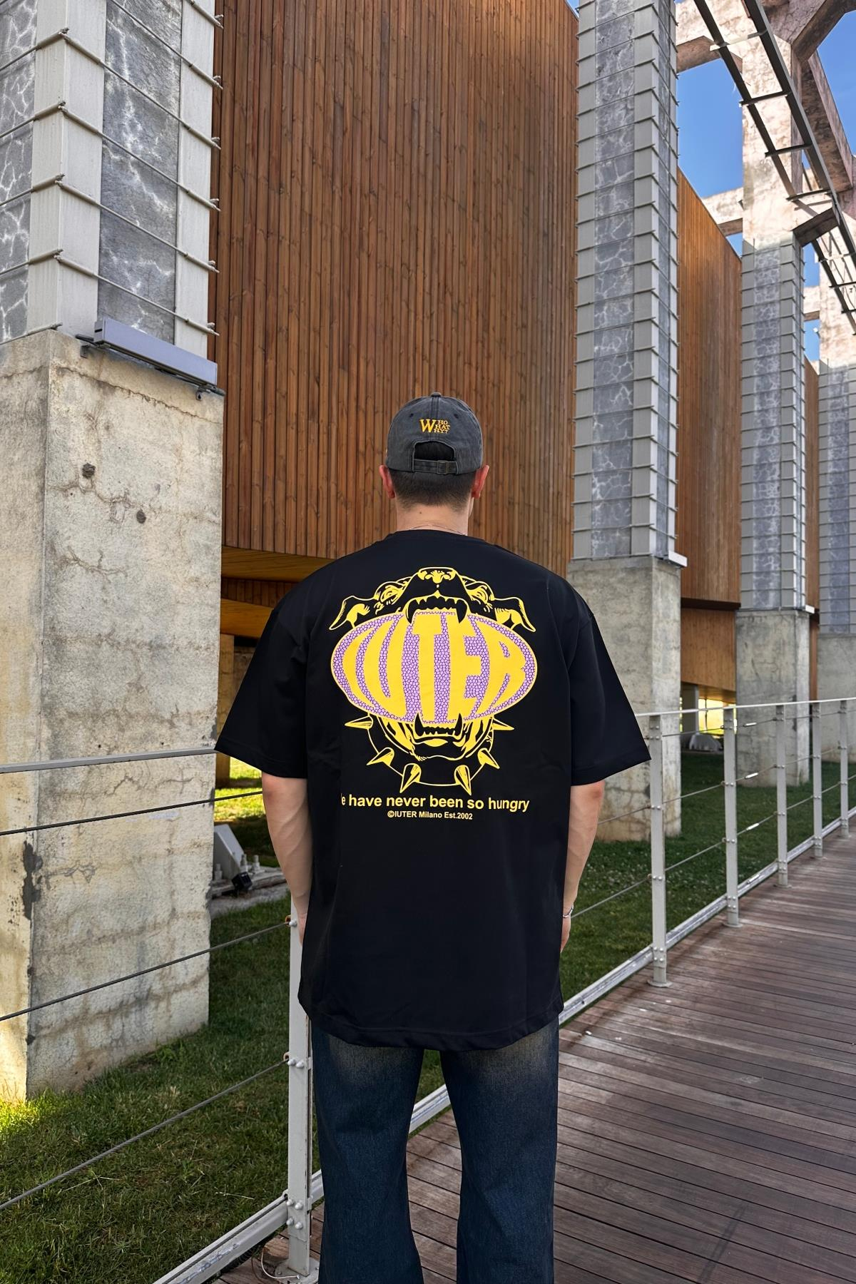 Luter Baskılı Siyah Oversize Tshirt T1098