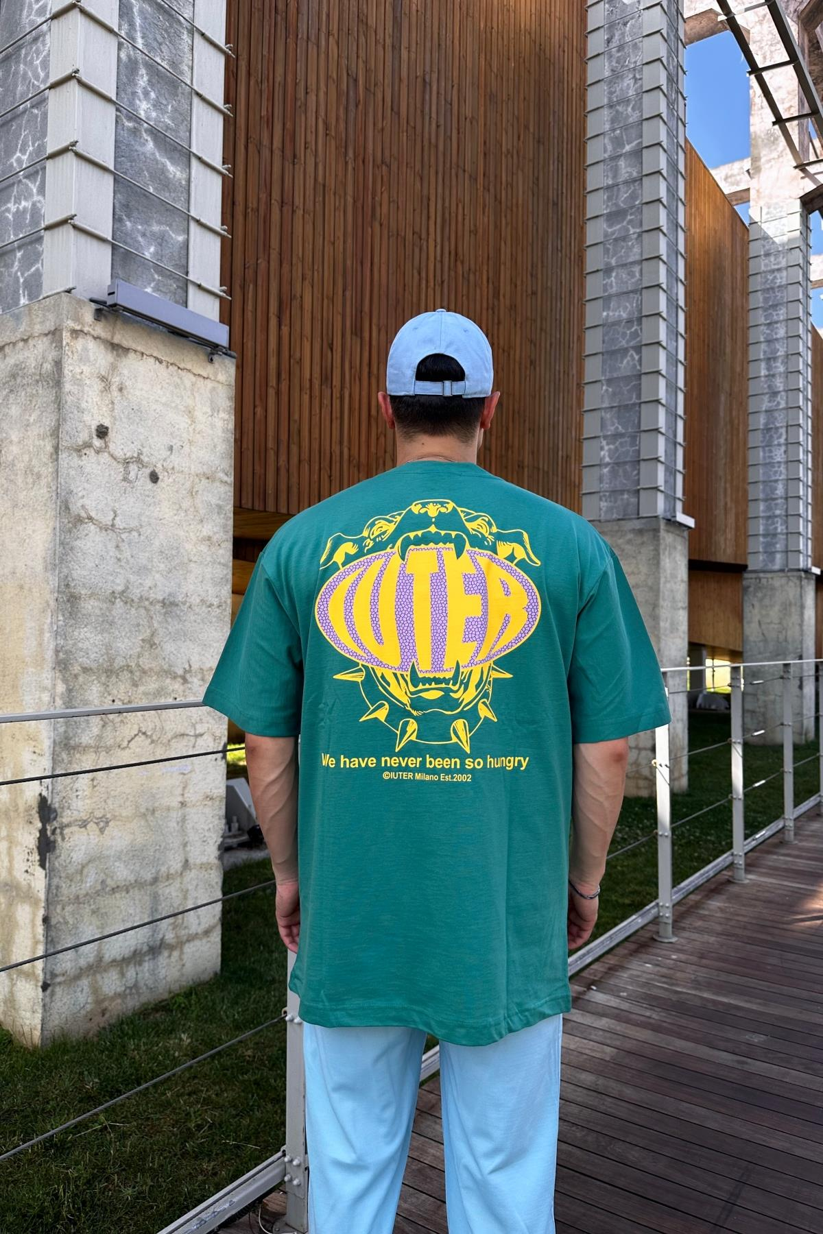 Luter Baskılı Yeşil Oversize Tshirt T1099